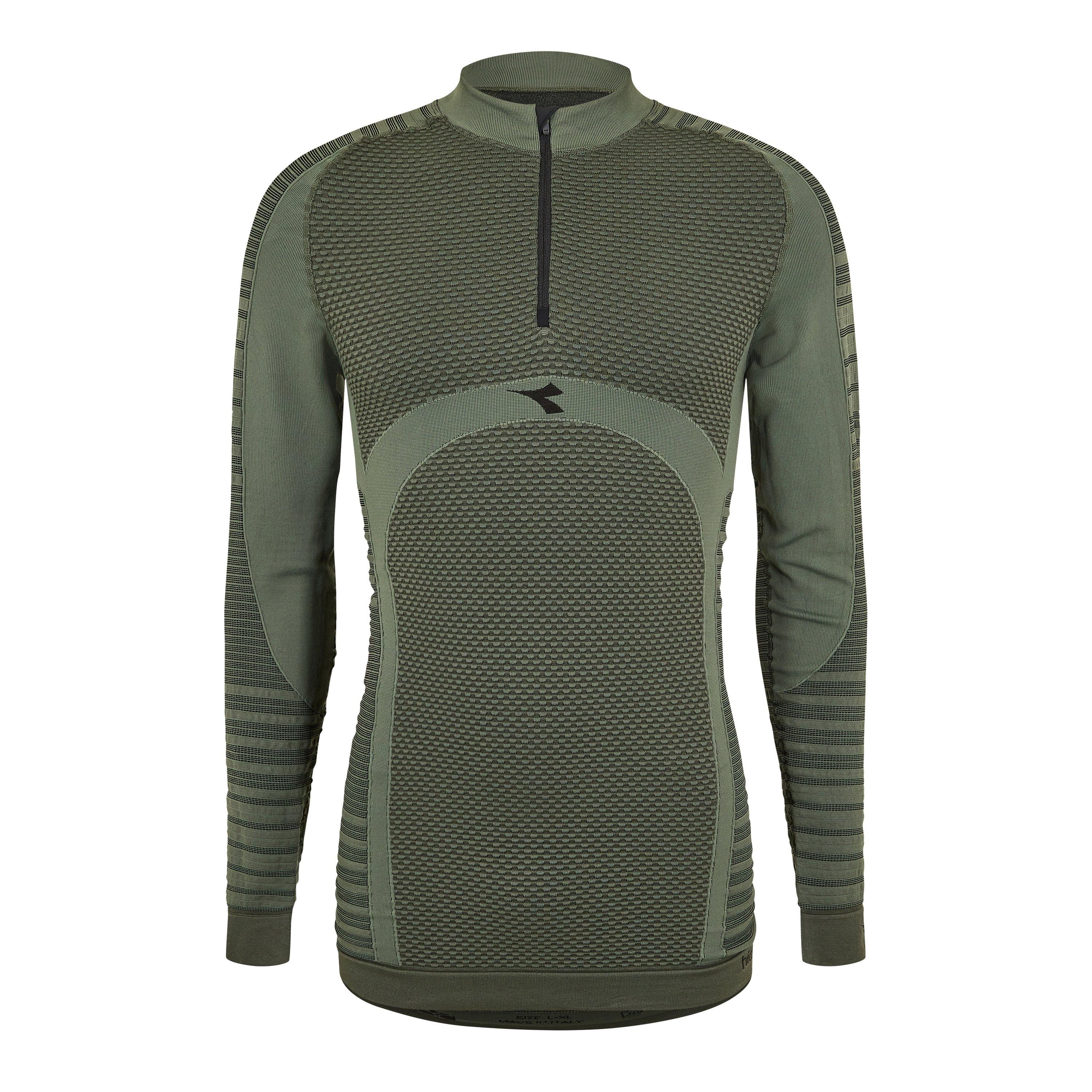 Diadora Men's Quarter Zip Long Sleeve Fleece - Green - S/M