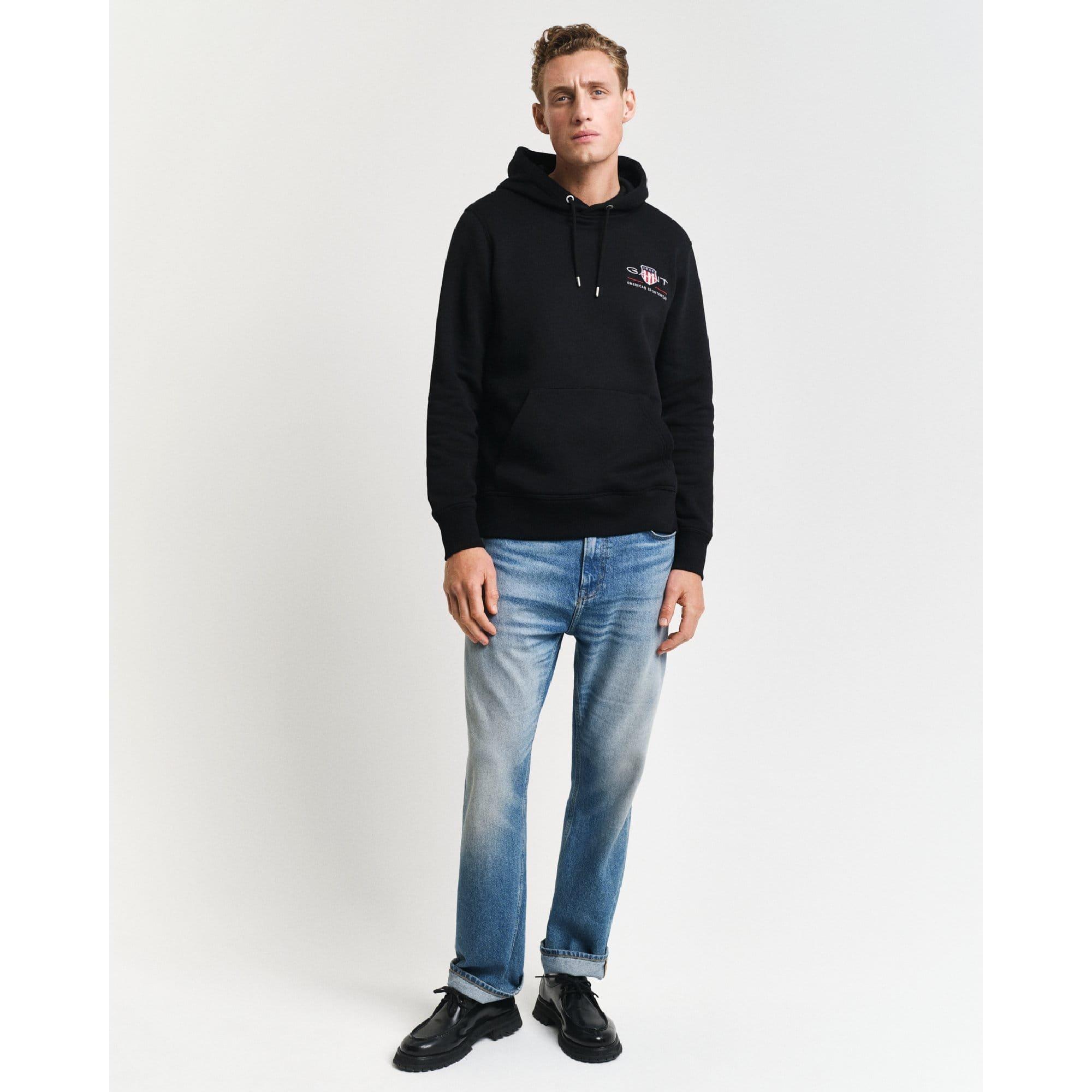 Black - Gant - Medium Archive Shield Hoodie - 4