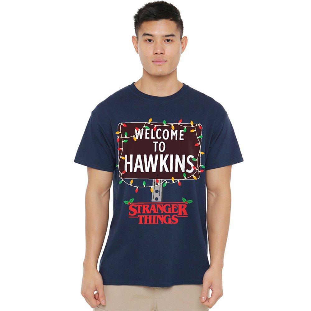 Navy - Stranger Things - Stranger Things Christmas Welcome To Hawkins T-Shi - 1