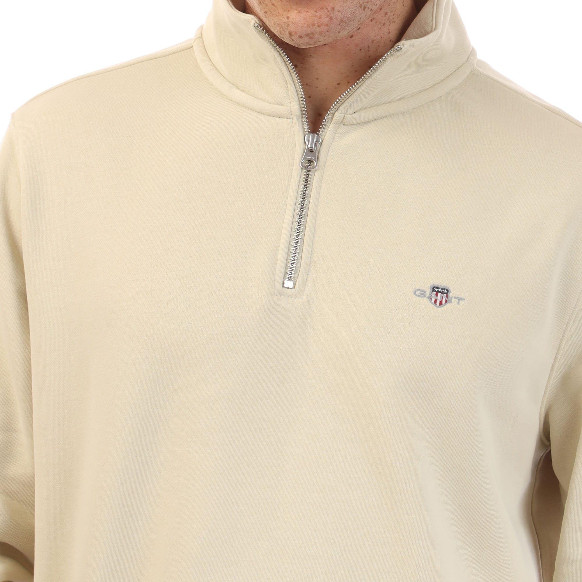 Beige - Gant - Shield Half-Zip Sweatshirt - 2