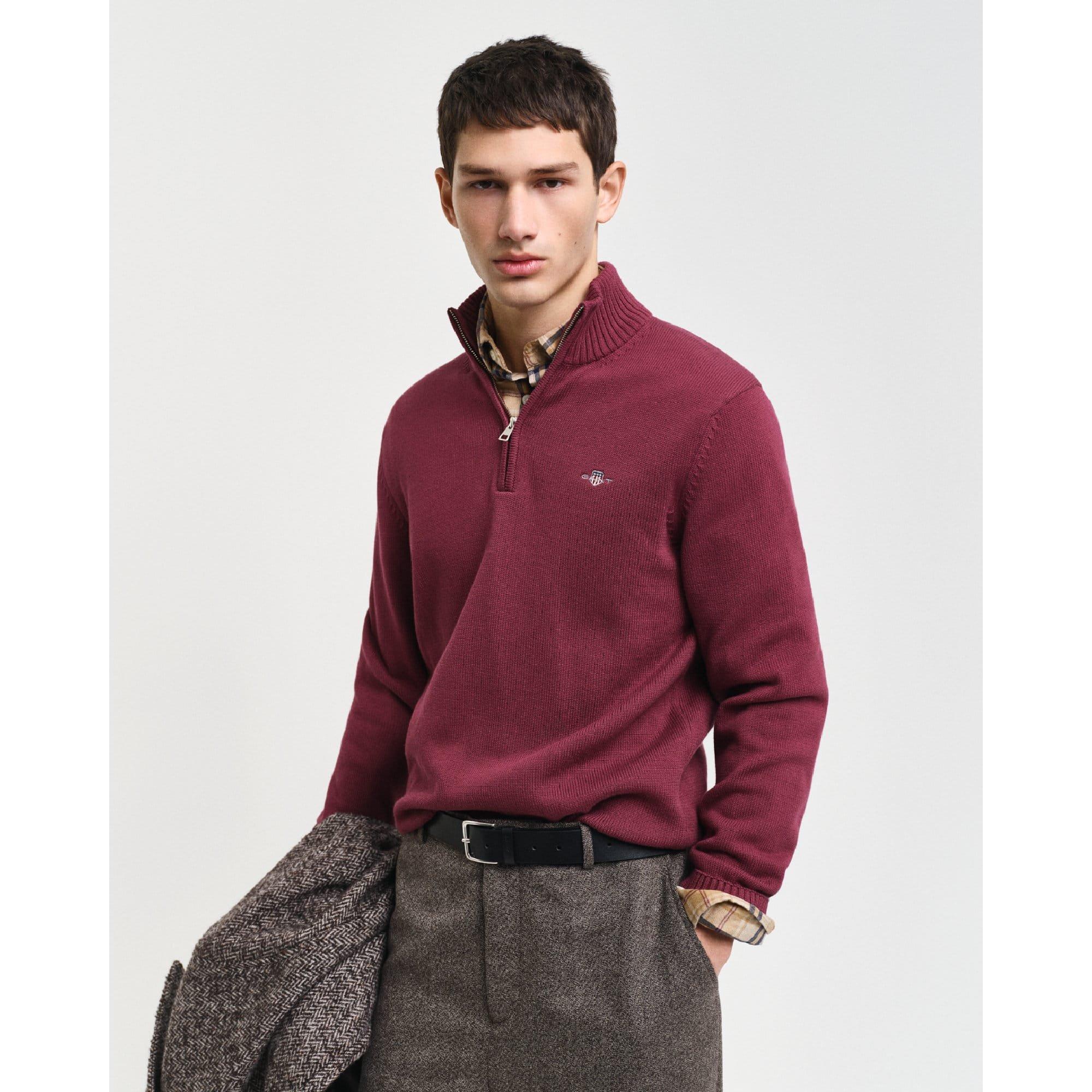Casual Cotton Half-Zip Sweater - Mens Knitwear: O&C Butcher
