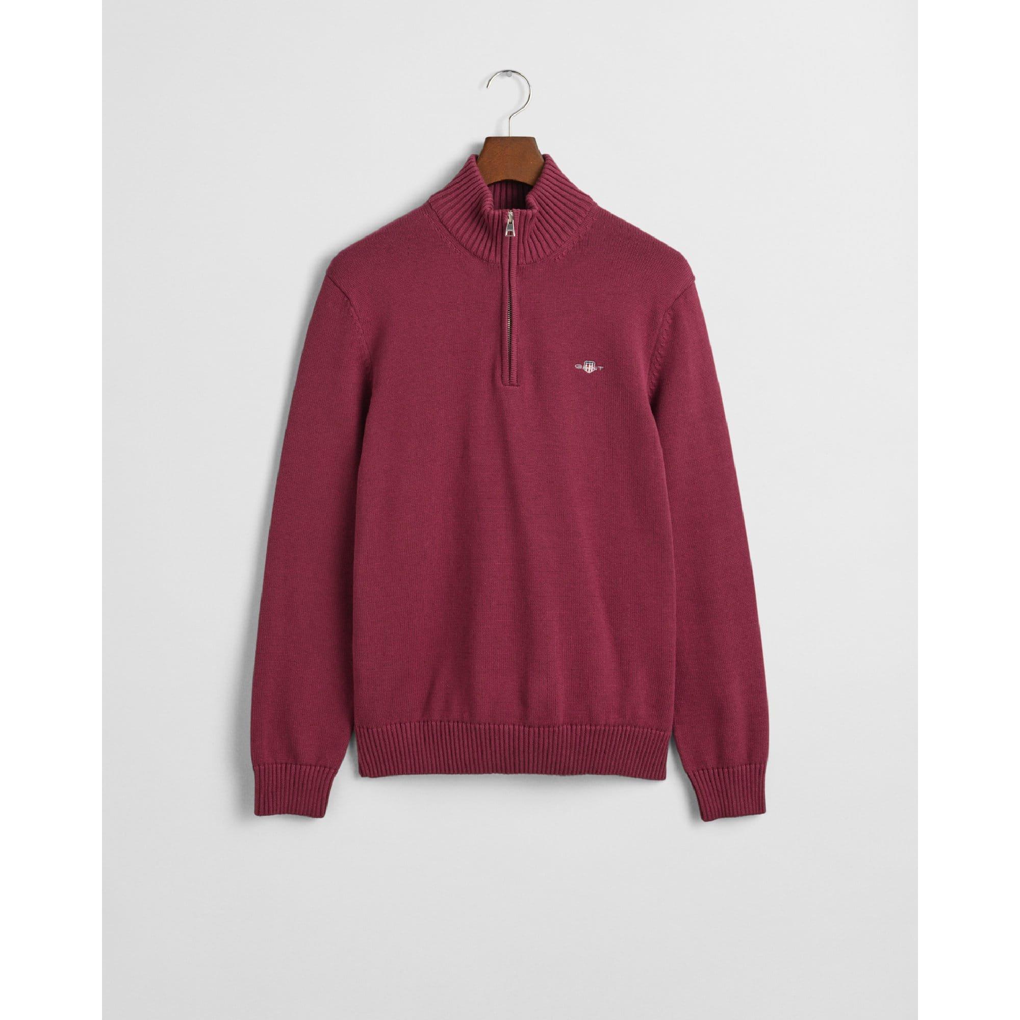 Red - Gant - Casual Cotton Half-Zip Sweatshirt - 5