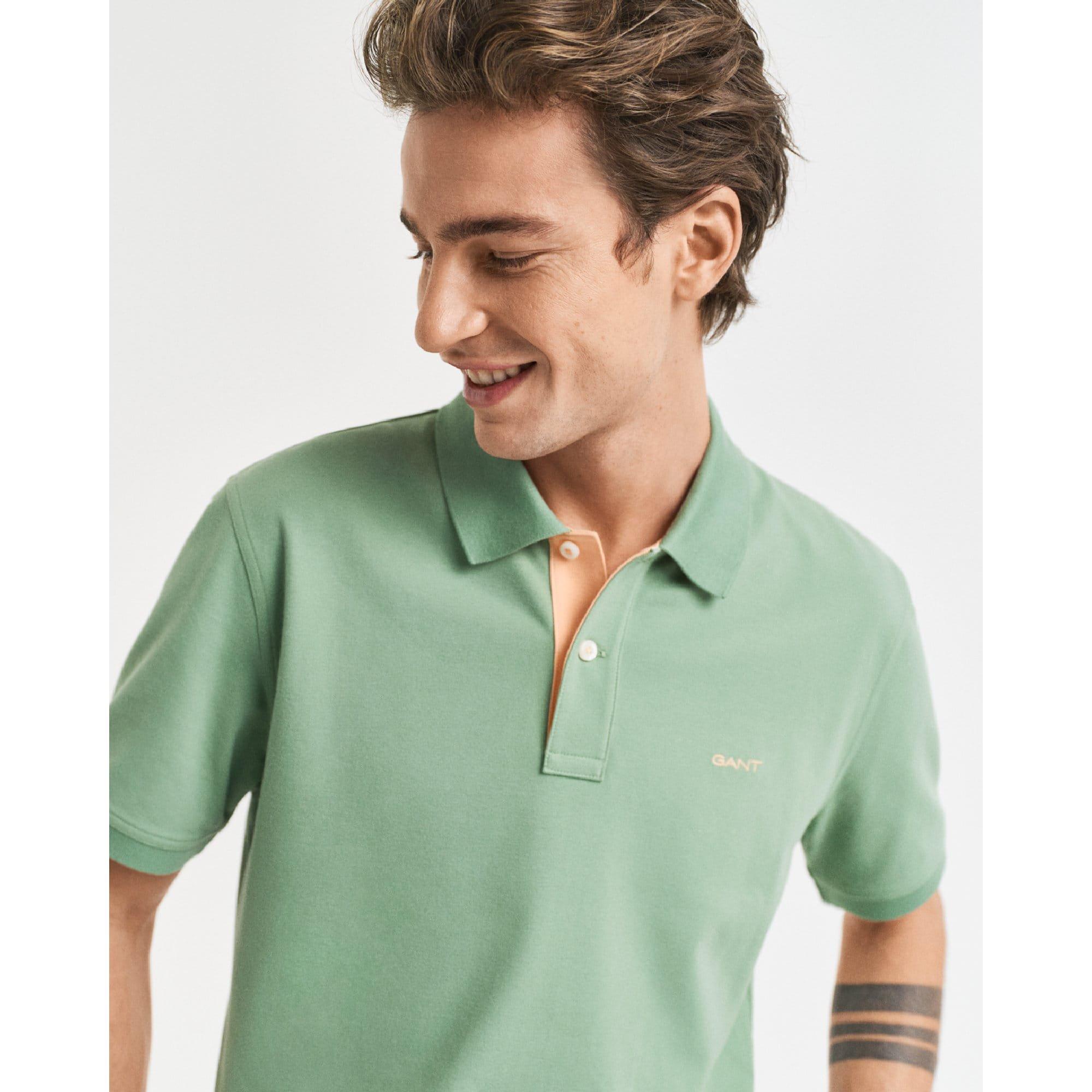 Green - Gant - Contrast Piqu¿ Polo Shirt - 3