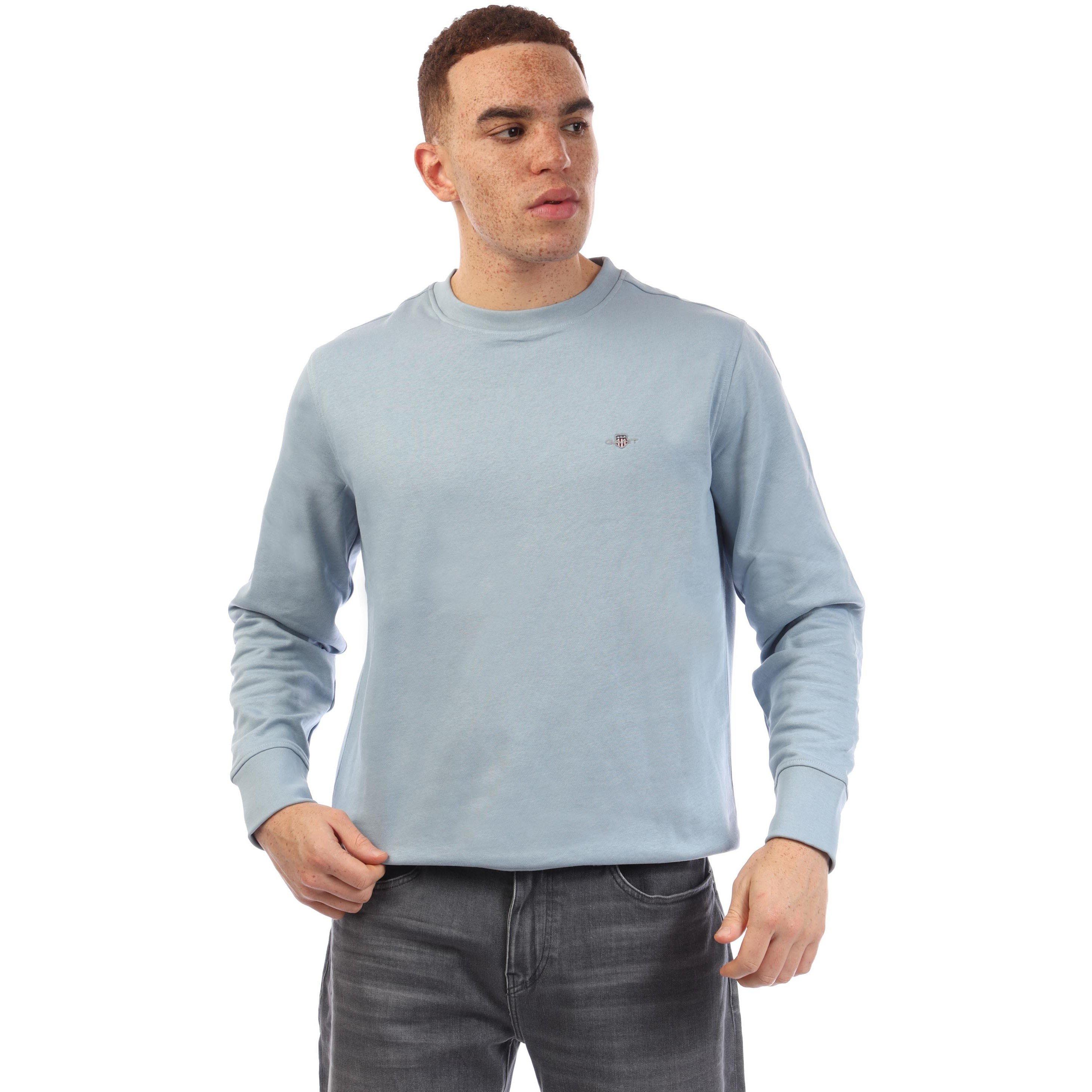 Blue - Gant - Shield Logo Crewneck Sweatshirt - 1