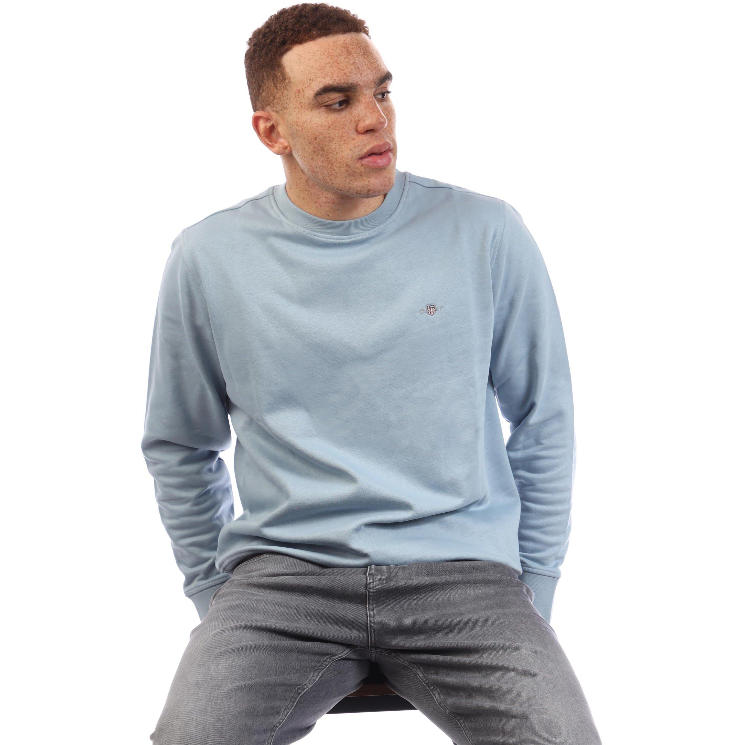 Blue - Gant - Shield Logo Crewneck Sweatshirt - 4