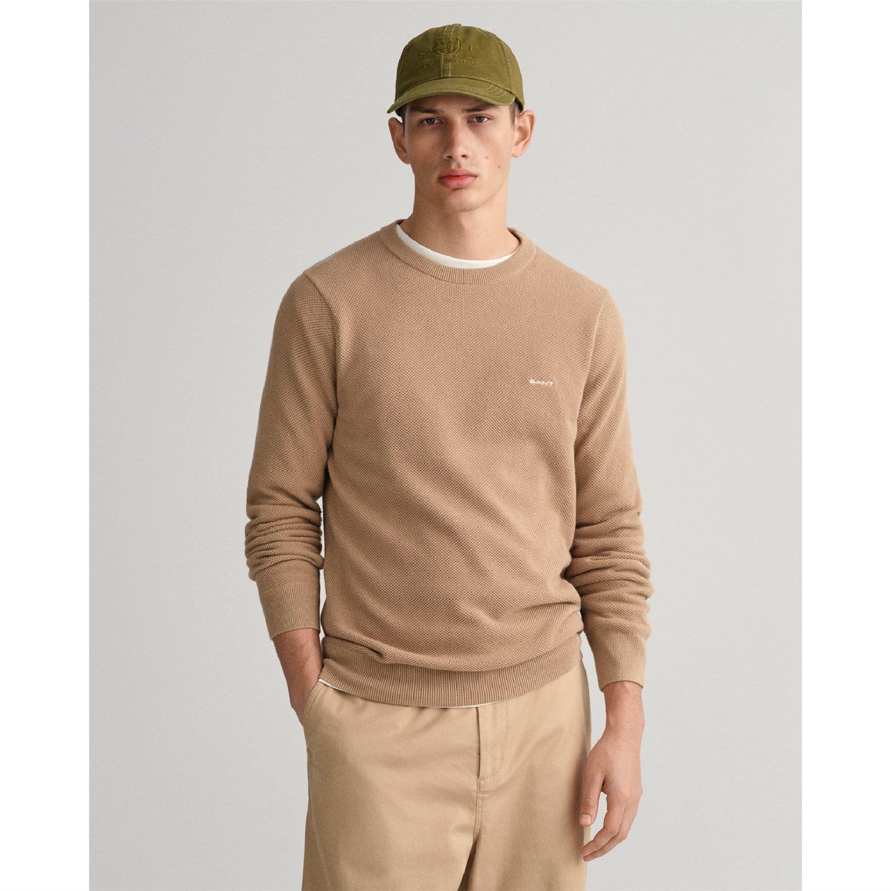 Khaki - Gant - Cotton Piqu¿ Crewneck Sweater - 1