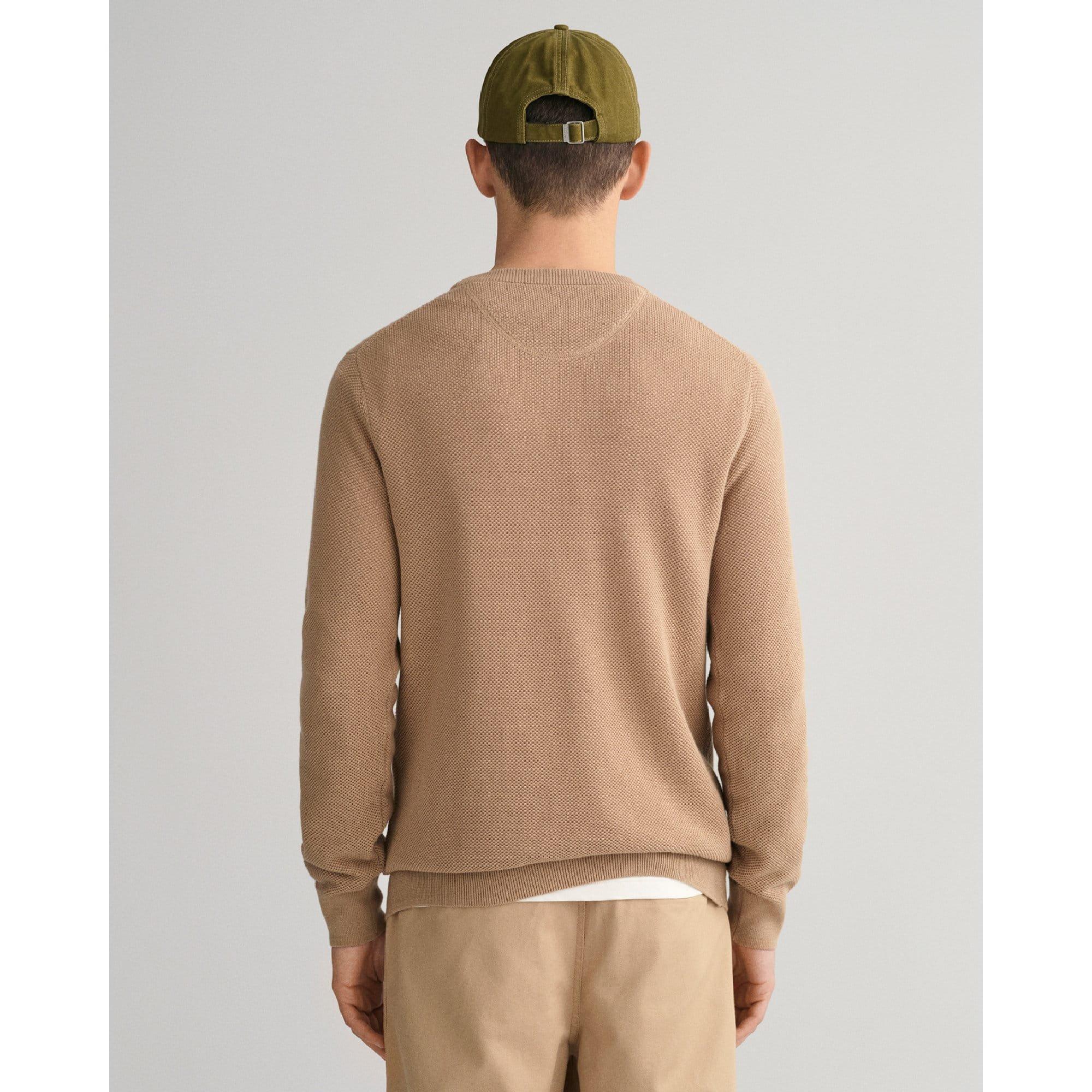 Khaki - Gant - Cotton Piqu¿ Crewneck Sweatshirt - 2