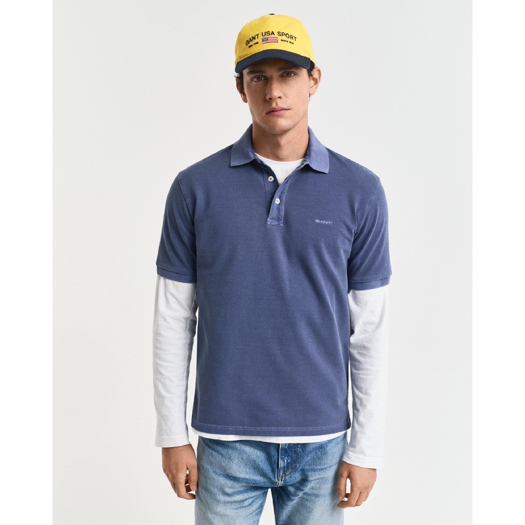 Gant Men's Navy Sunfaded Piqu¿ Polo Shirt - M
