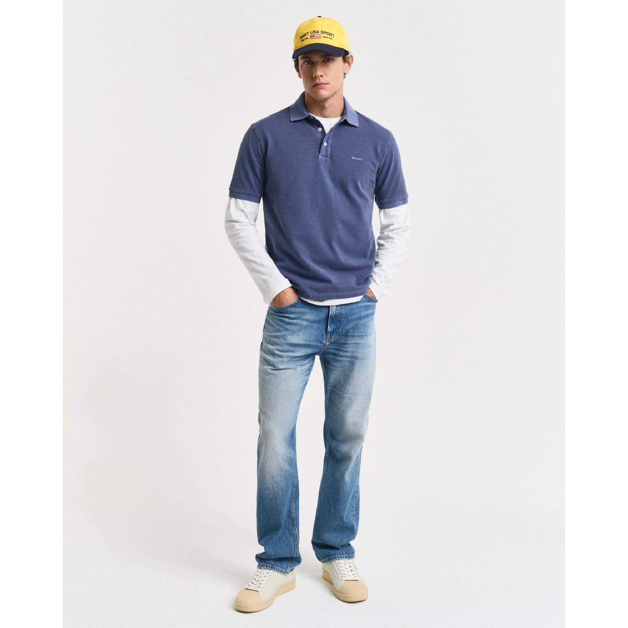 Navy - Gant - Sunfaded Piqu¿ Polo Shirt - 4