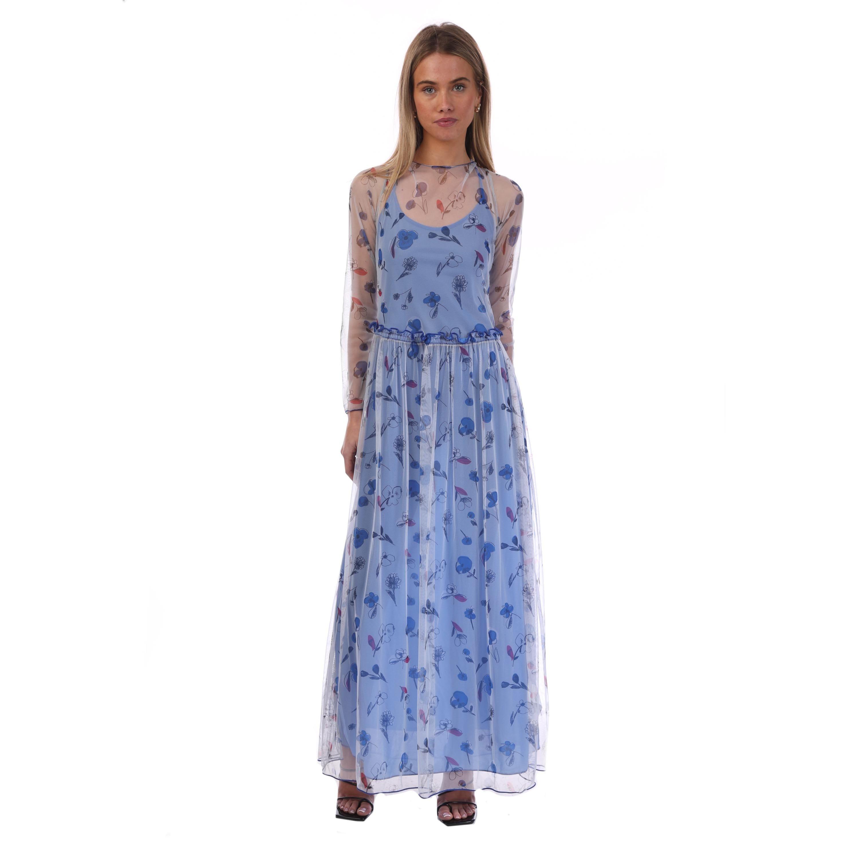 Multi Colour - Emporio Armani - Semi Sheer Floral Print Maxi Dress - 1