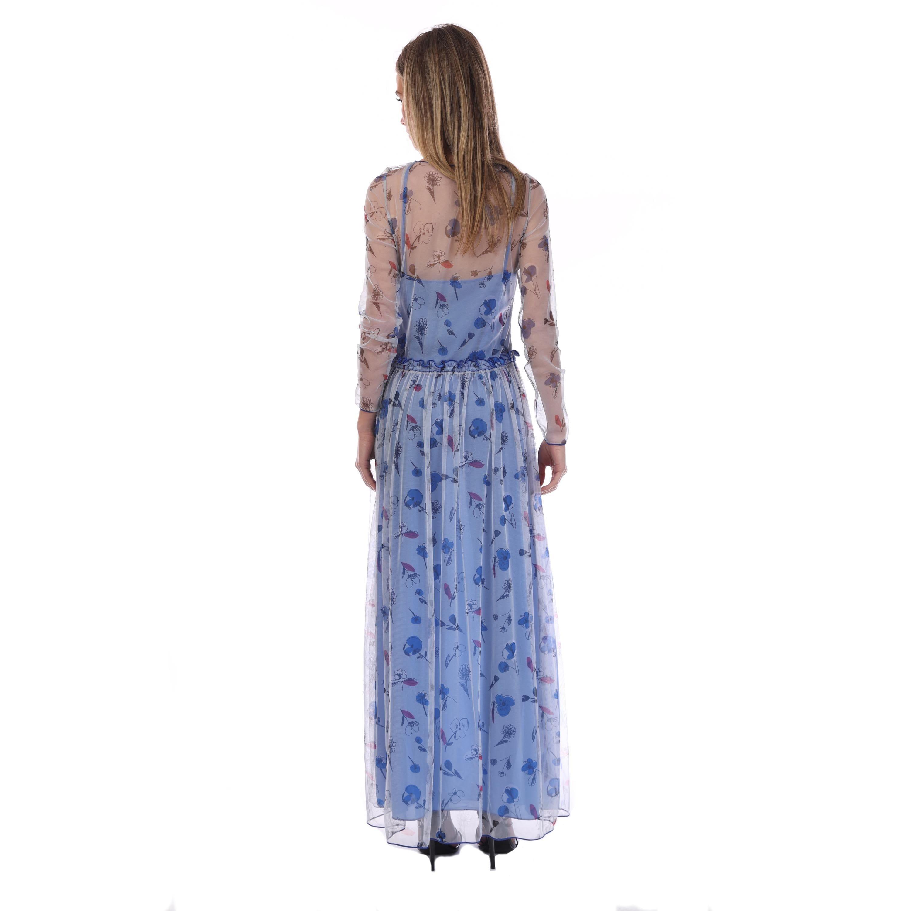 Multi Colour - Emporio Armani - Semi Sheer Floral Print Maxi Dress - 3