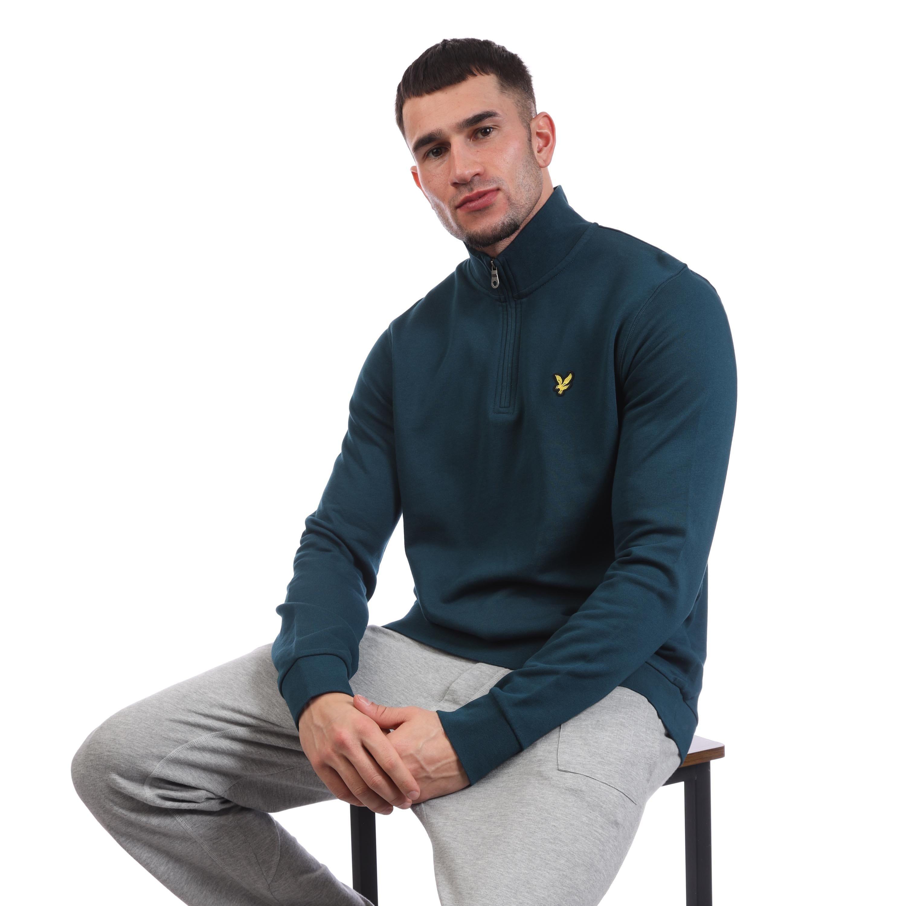 Blue - Lyle and Scott - Loopback Quarter Zip Sweatshirt - 4