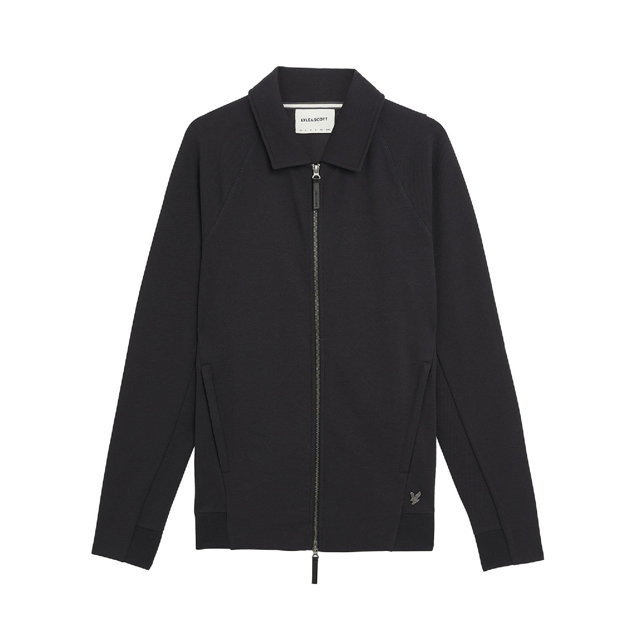 Black - Lyle and Scott - Diagonal Interlock Collared Zip Through
