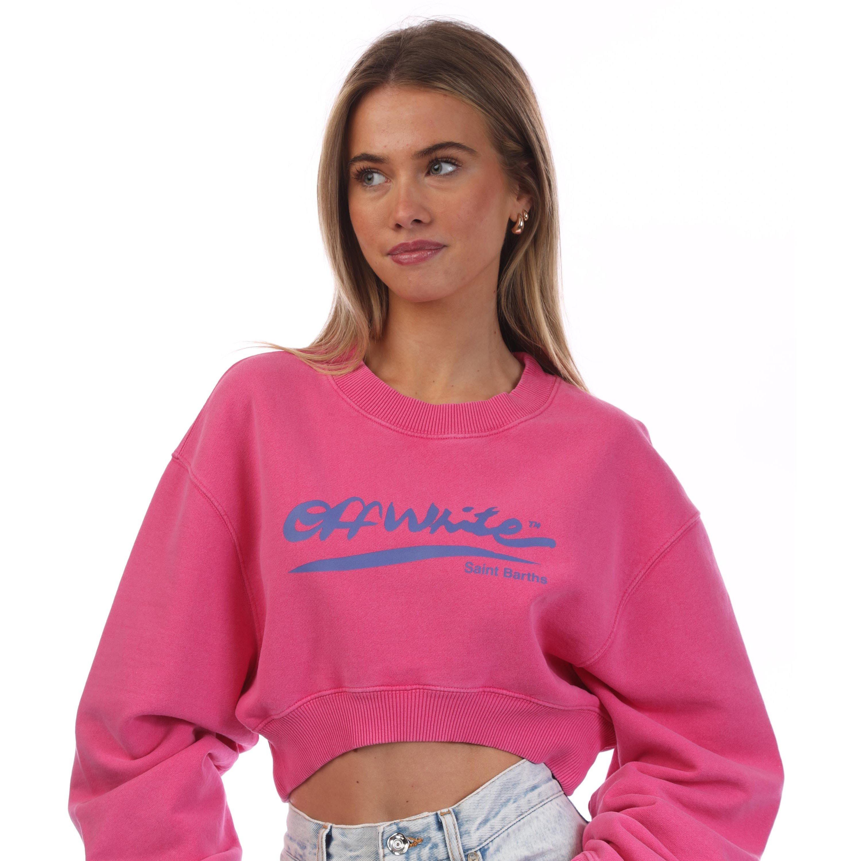 Pink Blue - Off White - Crop Crewneck Sweatshirt - 2