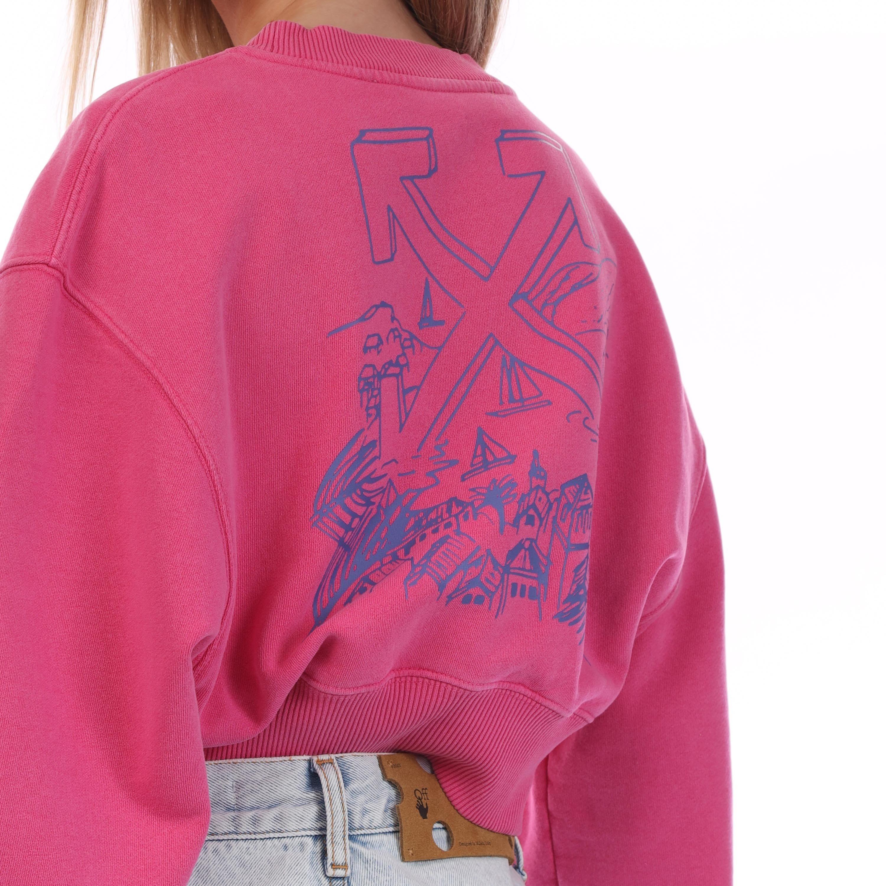 Pink Blue - Off White - Crop Crewneck Sweatshirt - 4