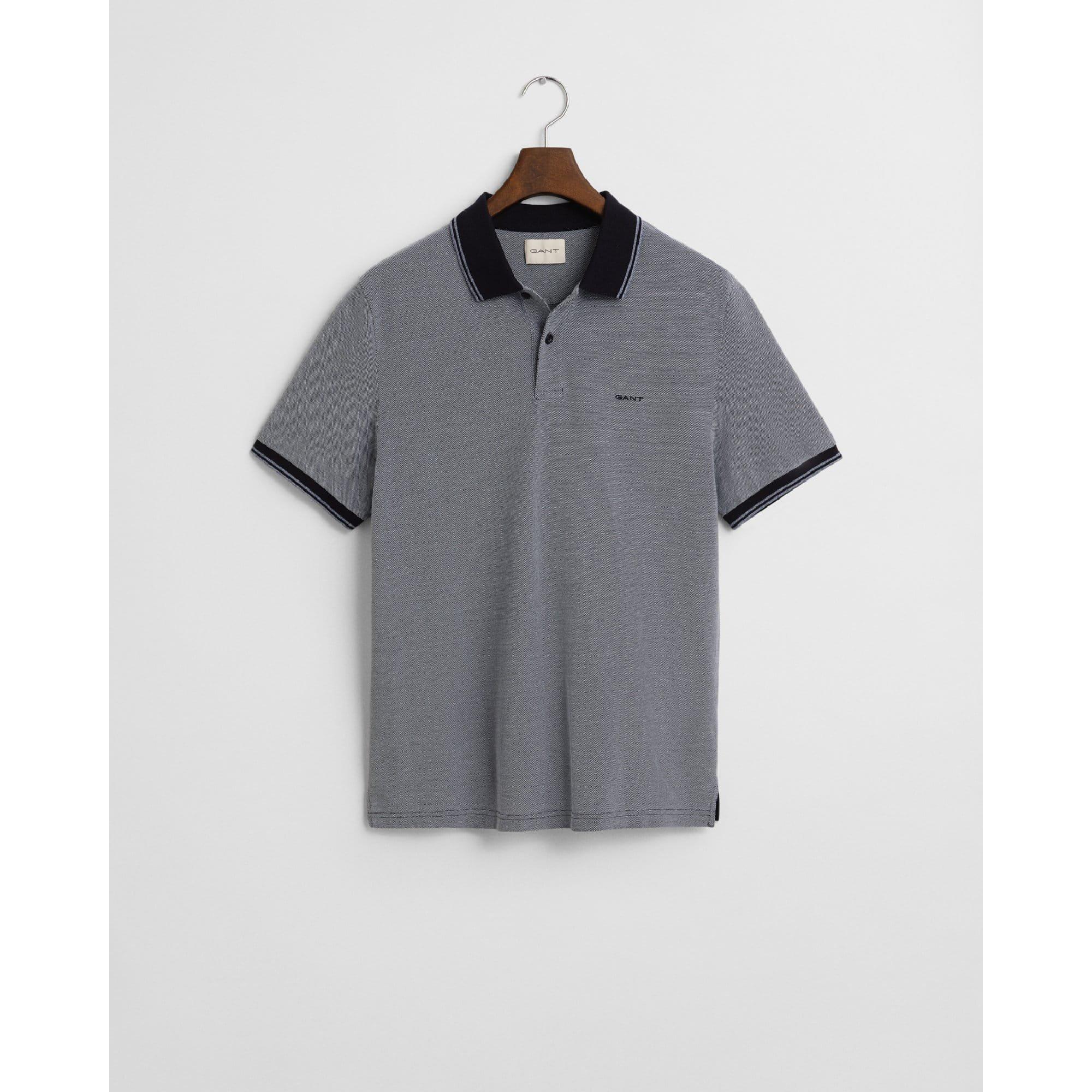 Navy - Gant - 4-Colour Oxford Piqu¿ Polo Shirt - 5