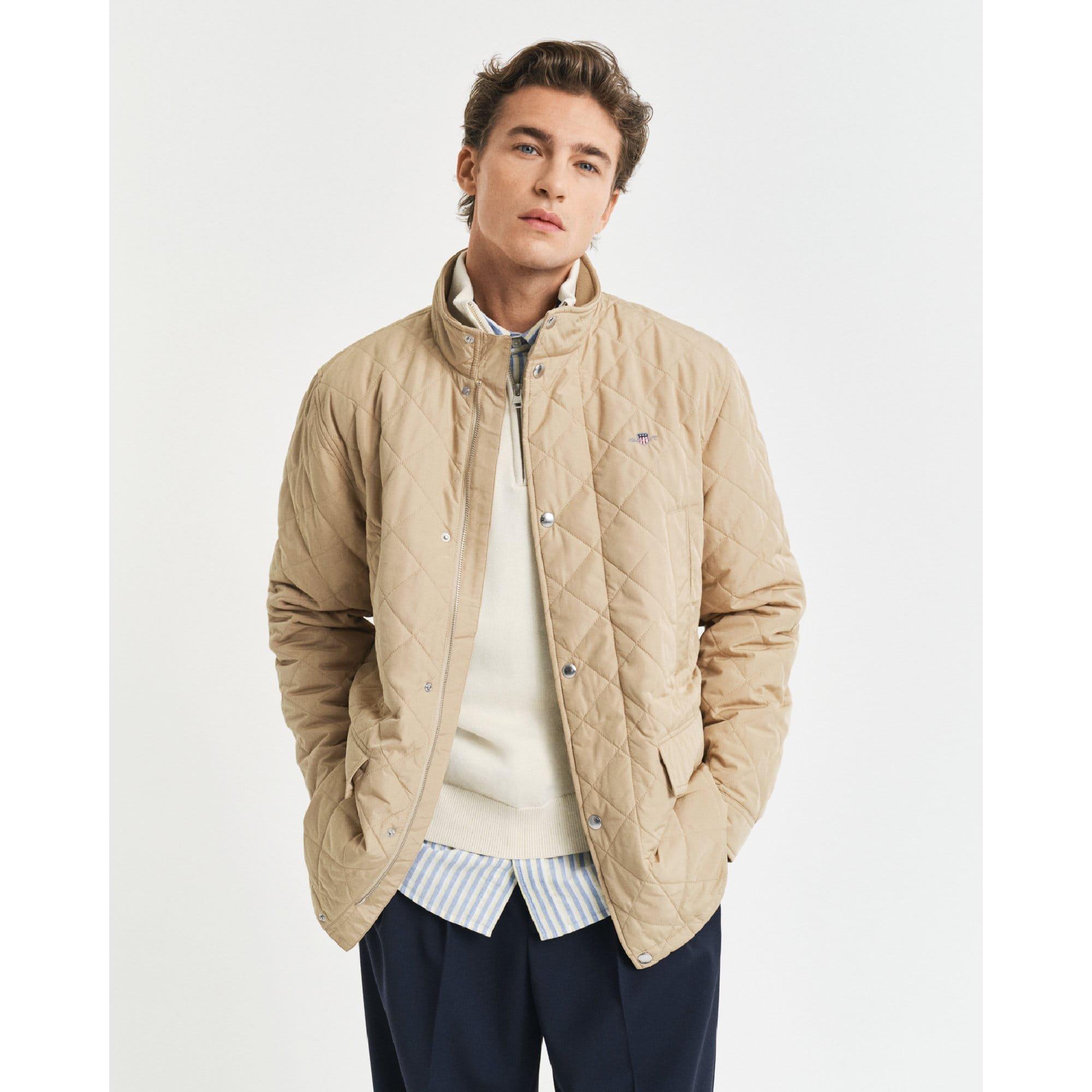 Gant Quilted Windcheater Mid-Length Jacket - Khaki - L