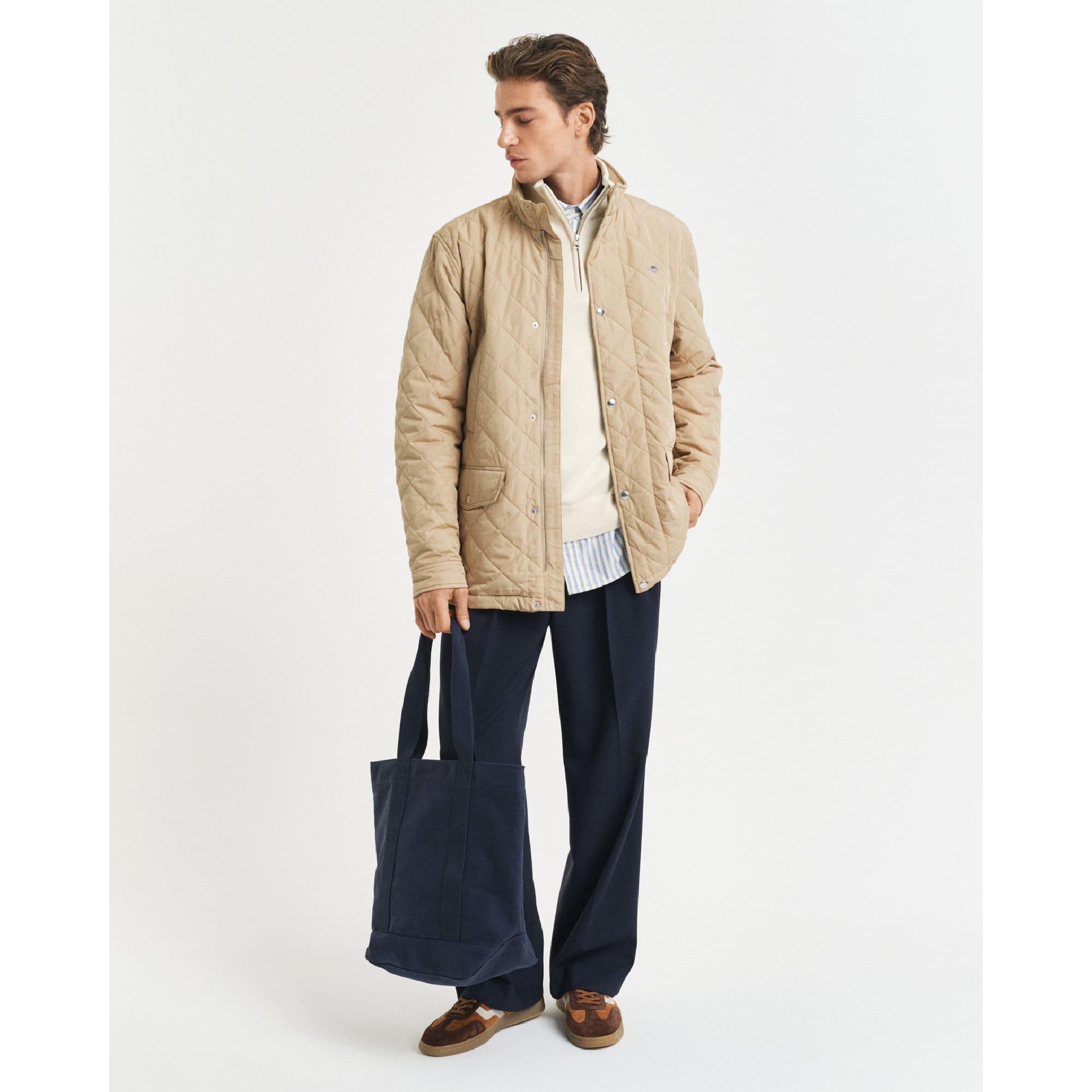 Khaki - Gant - Quilted Windcheater Mid-Length Jacket - 4