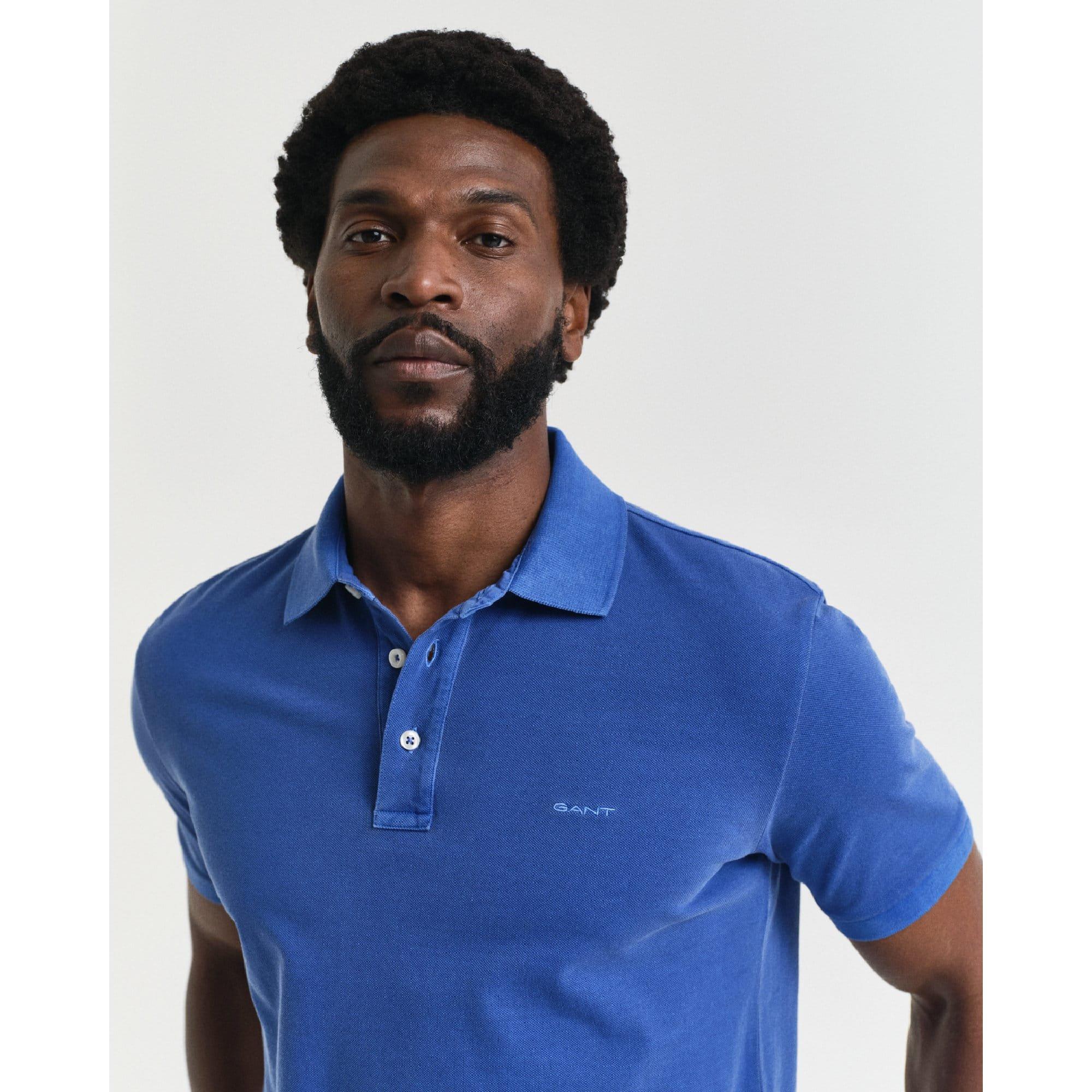Blue - Gant - Sunfaded Piqu¿ Polo Shirt - 3