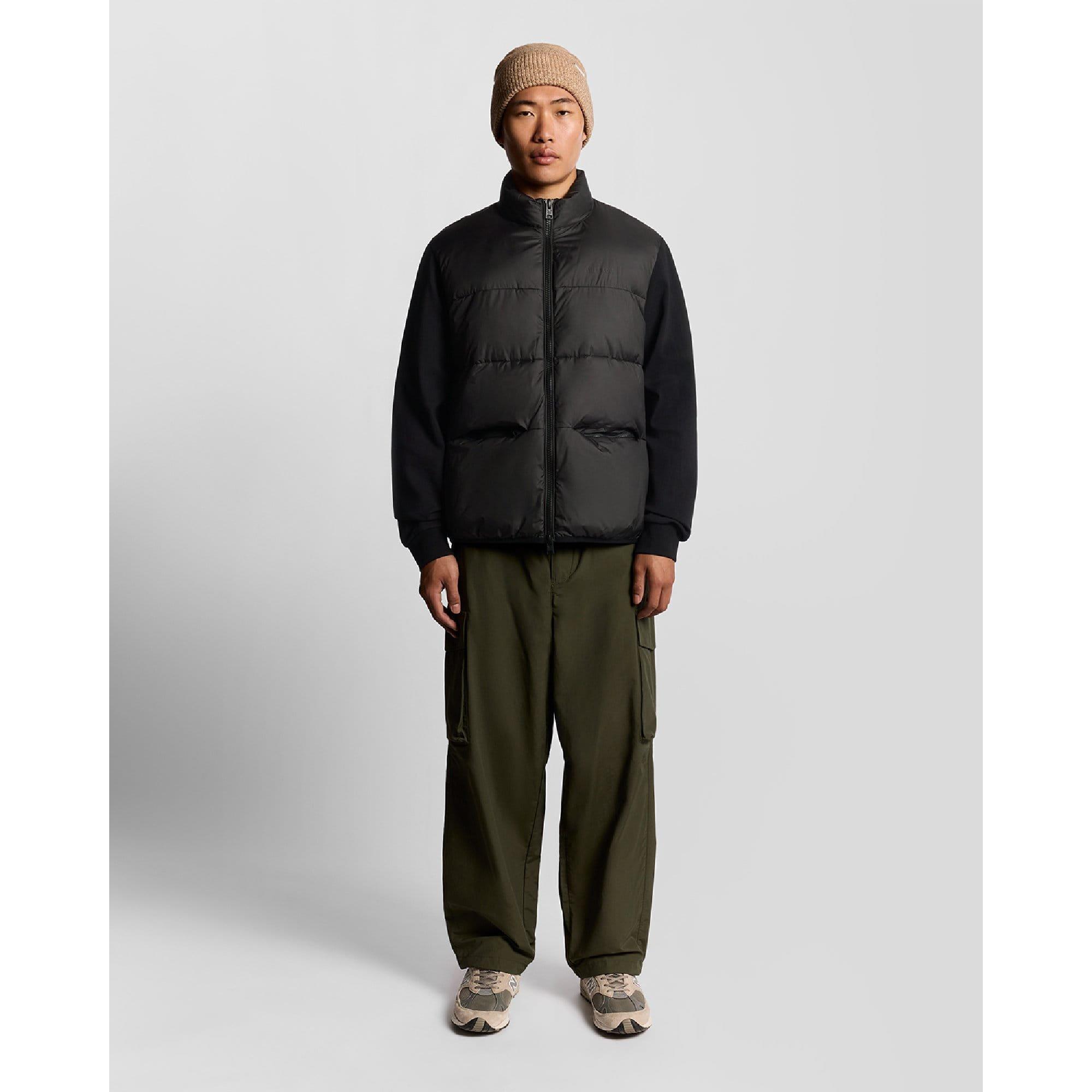 Black - Lyle and Scott - Funnel Neck Hybrid Zip Through Jumper - 2