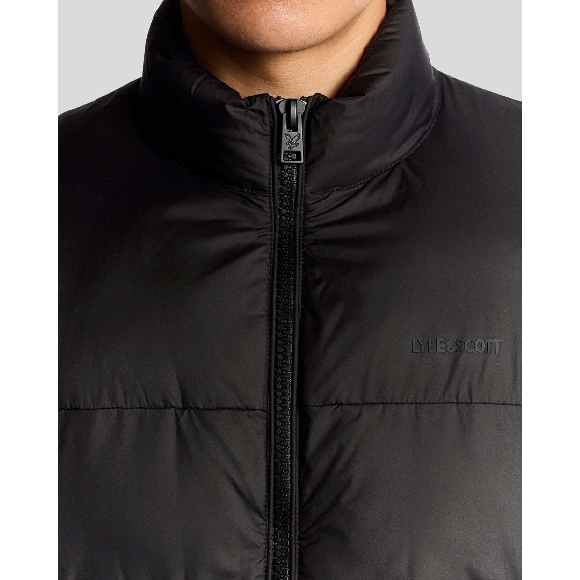 Black - Lyle and Scott - Funnel Neck Hybrid Zip Through Jumper - 3