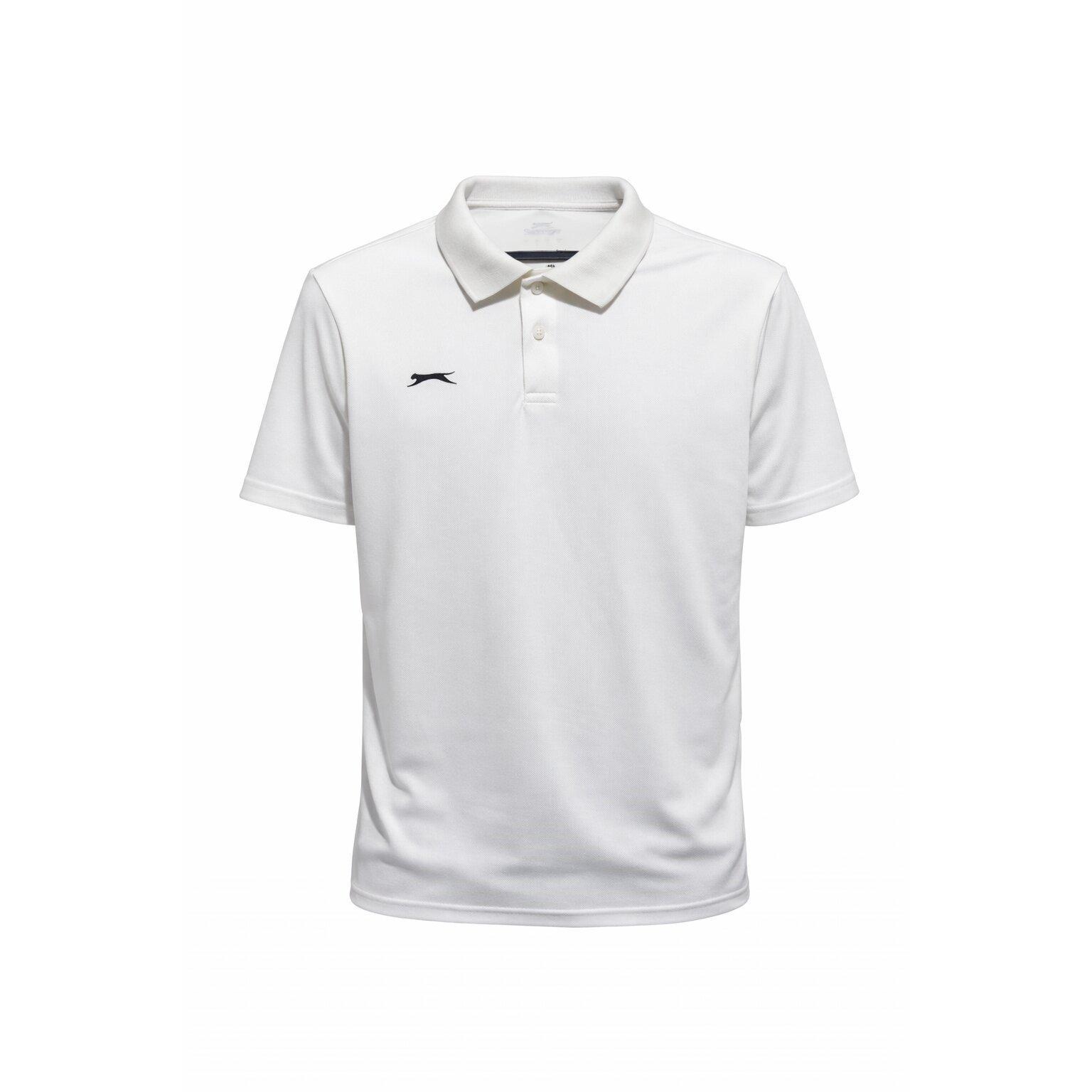 Cream - Slazenger - Unisex Kids' Polo Neck Short Sleeve Cricket Shirt