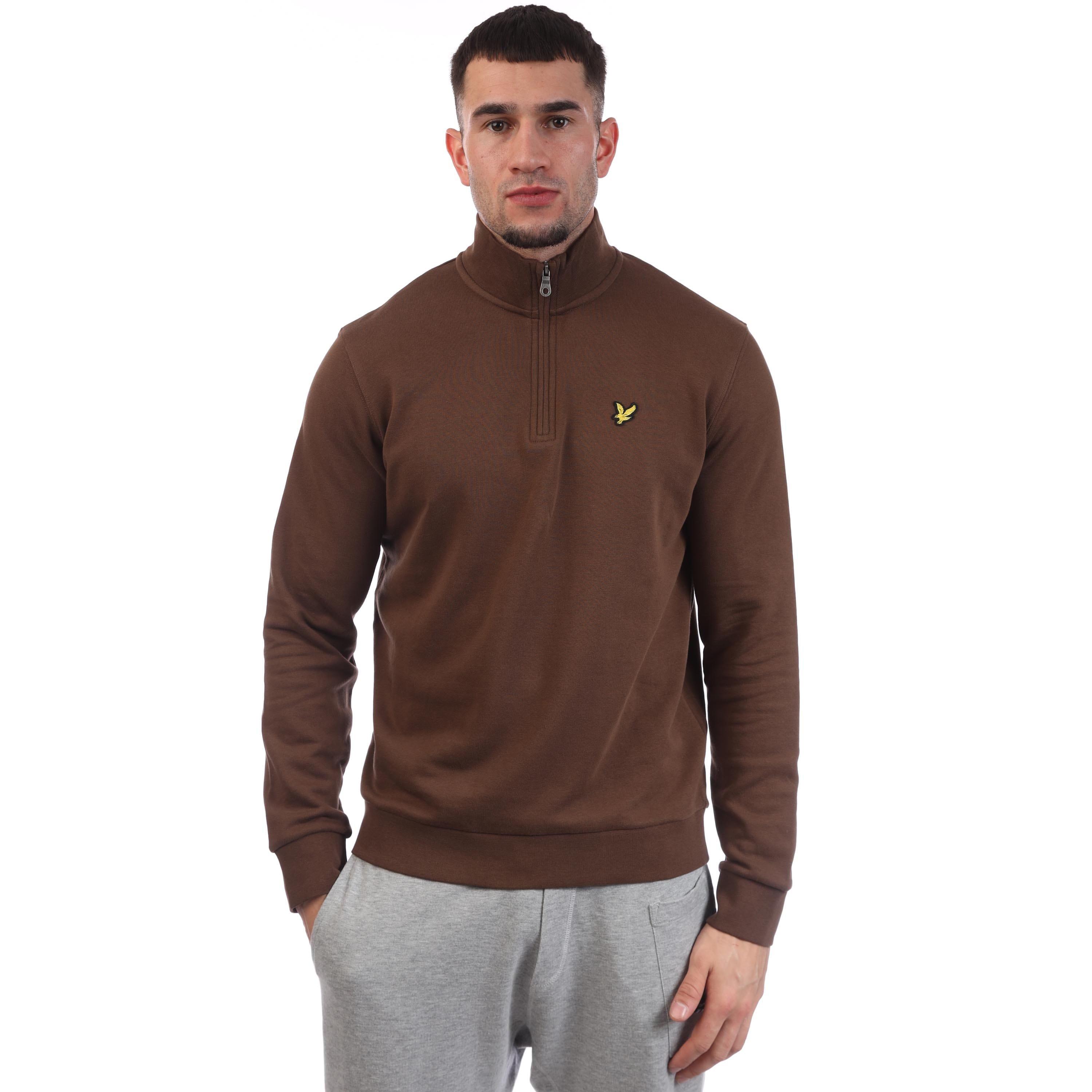 Brown - Lyle and Scott - Loopback Quarter Zip Sweatshirt - 1