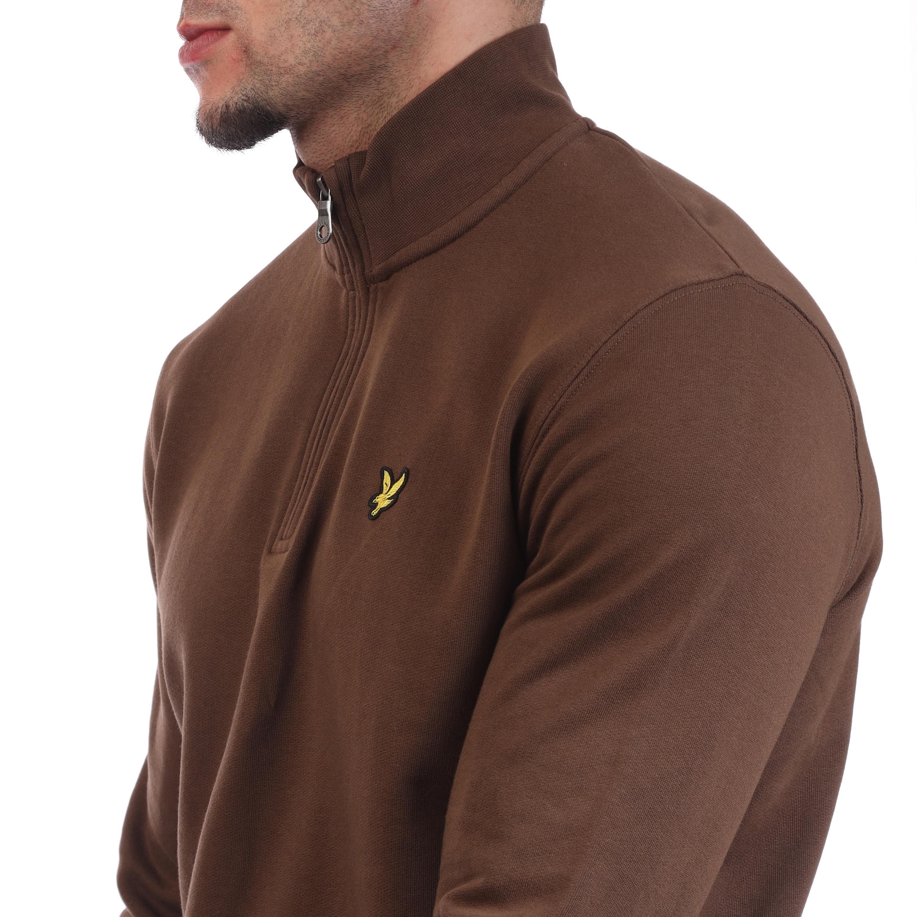 Brown - Lyle and Scott - Loopback Quarter Zip Sweatshirt - 3