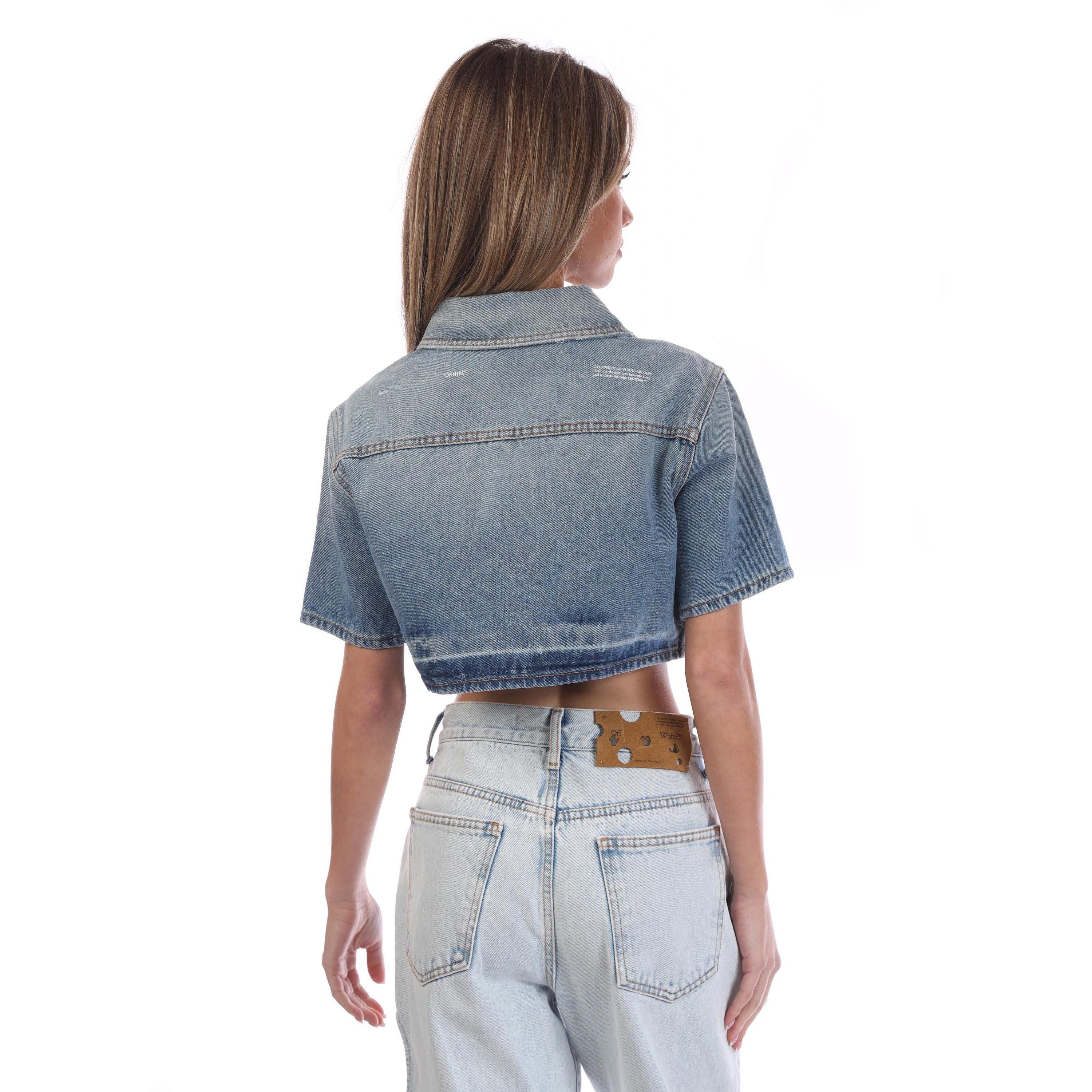 Blue-White - Off White - Corporate Cropped Shirt - 4