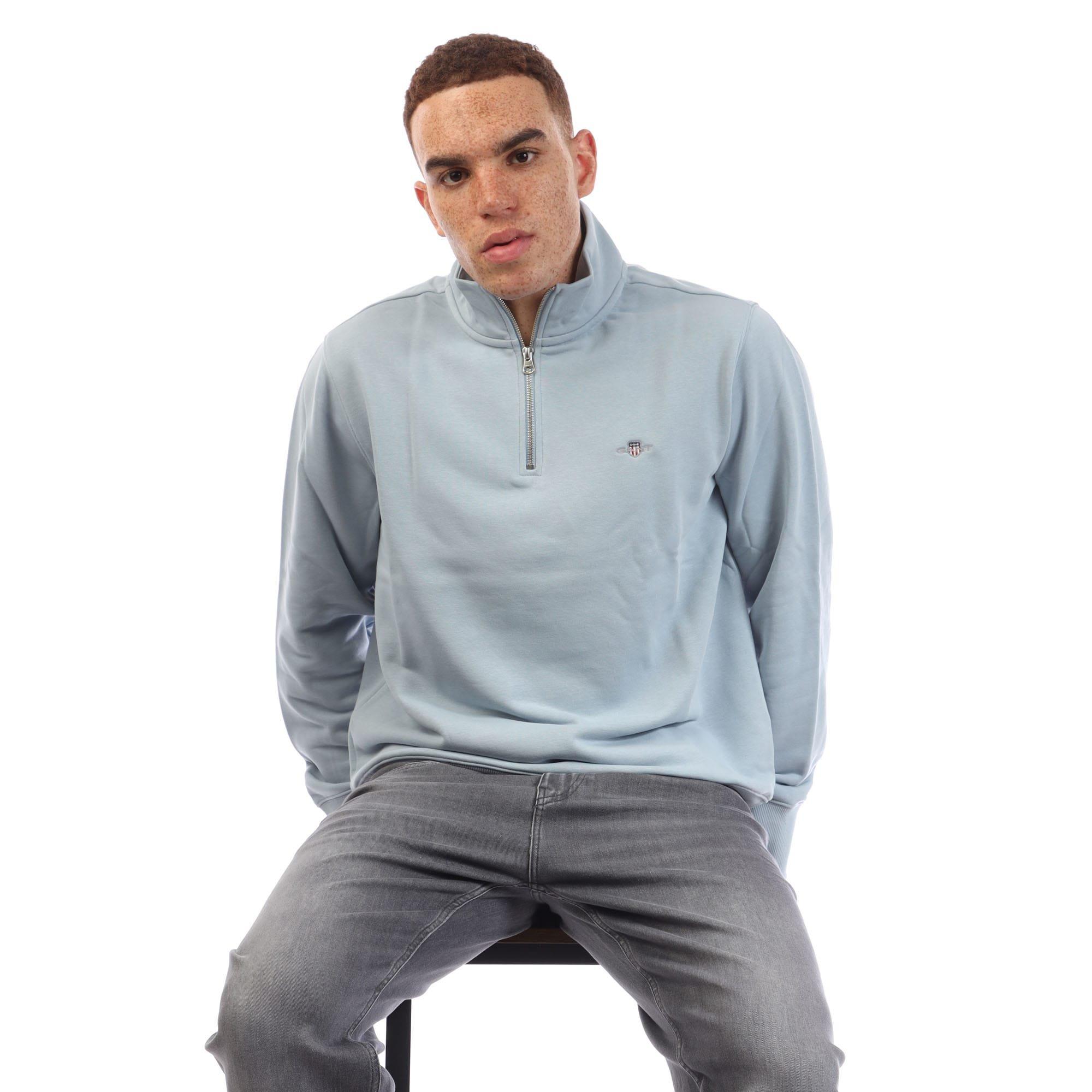 Blue - Gant - Shield Half-Zip Sweatshirt - 4