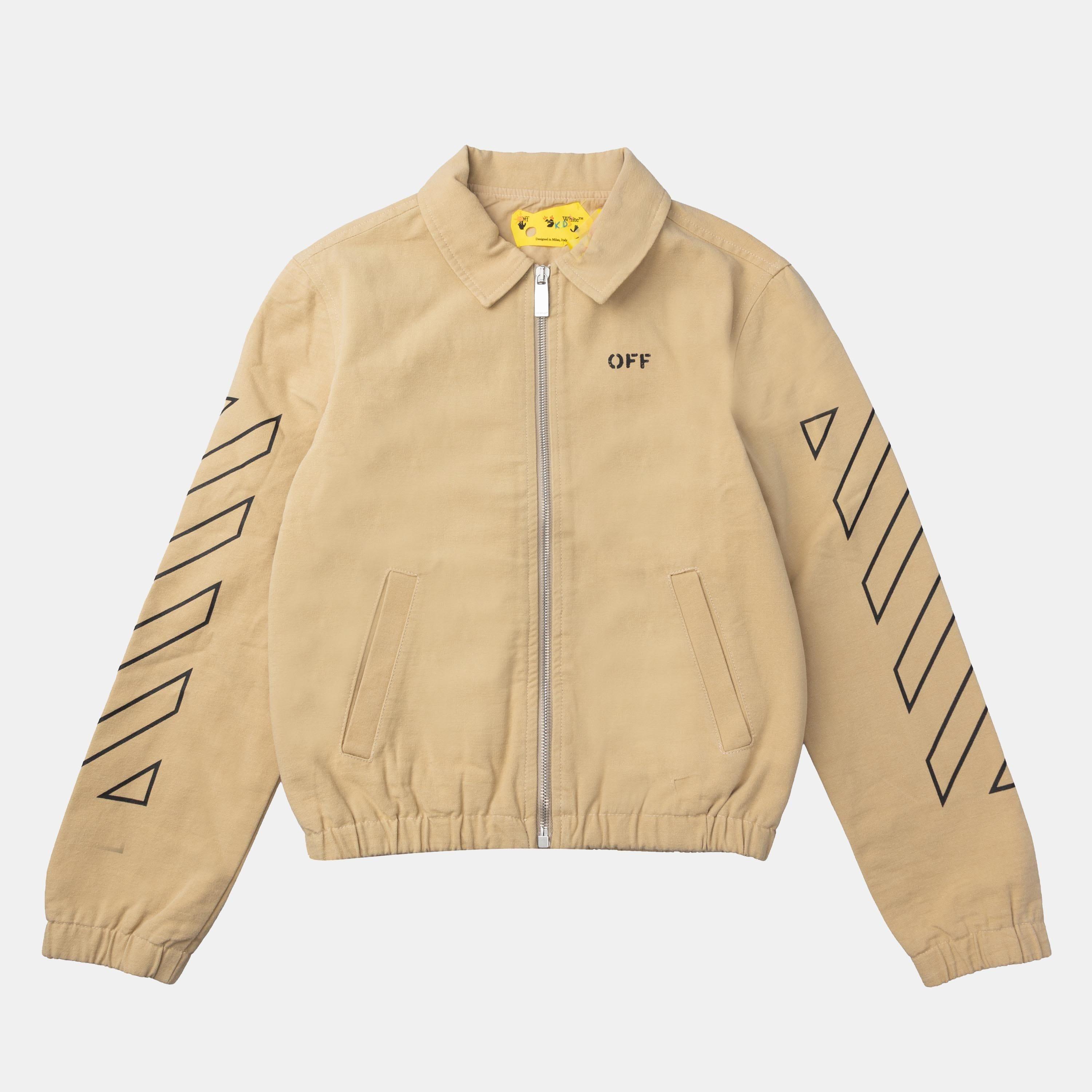 Beige - Off White - Arrow Outline Worker Jacket - 1