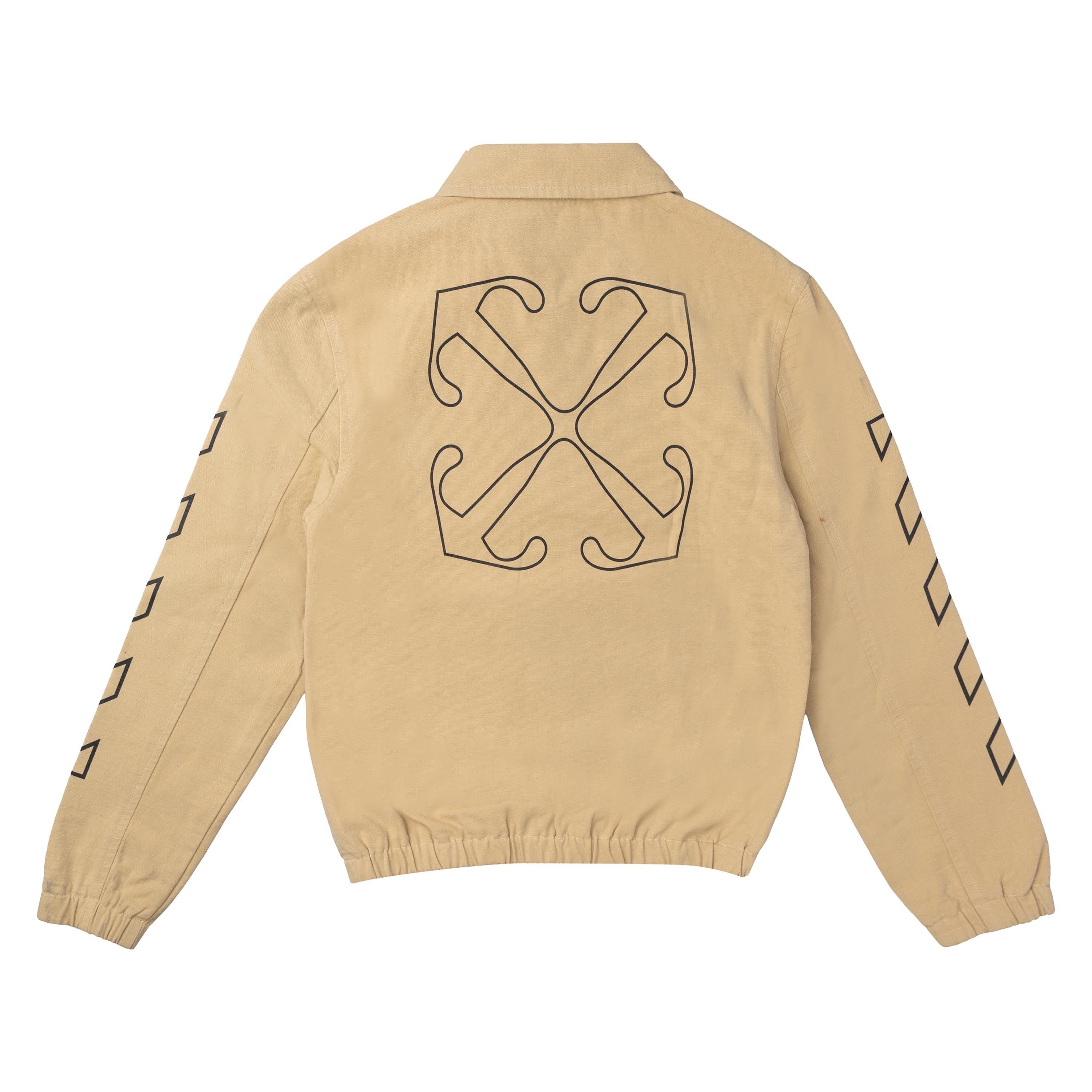 Beige - Off White - Arrow Outline Worker Jacket - 2