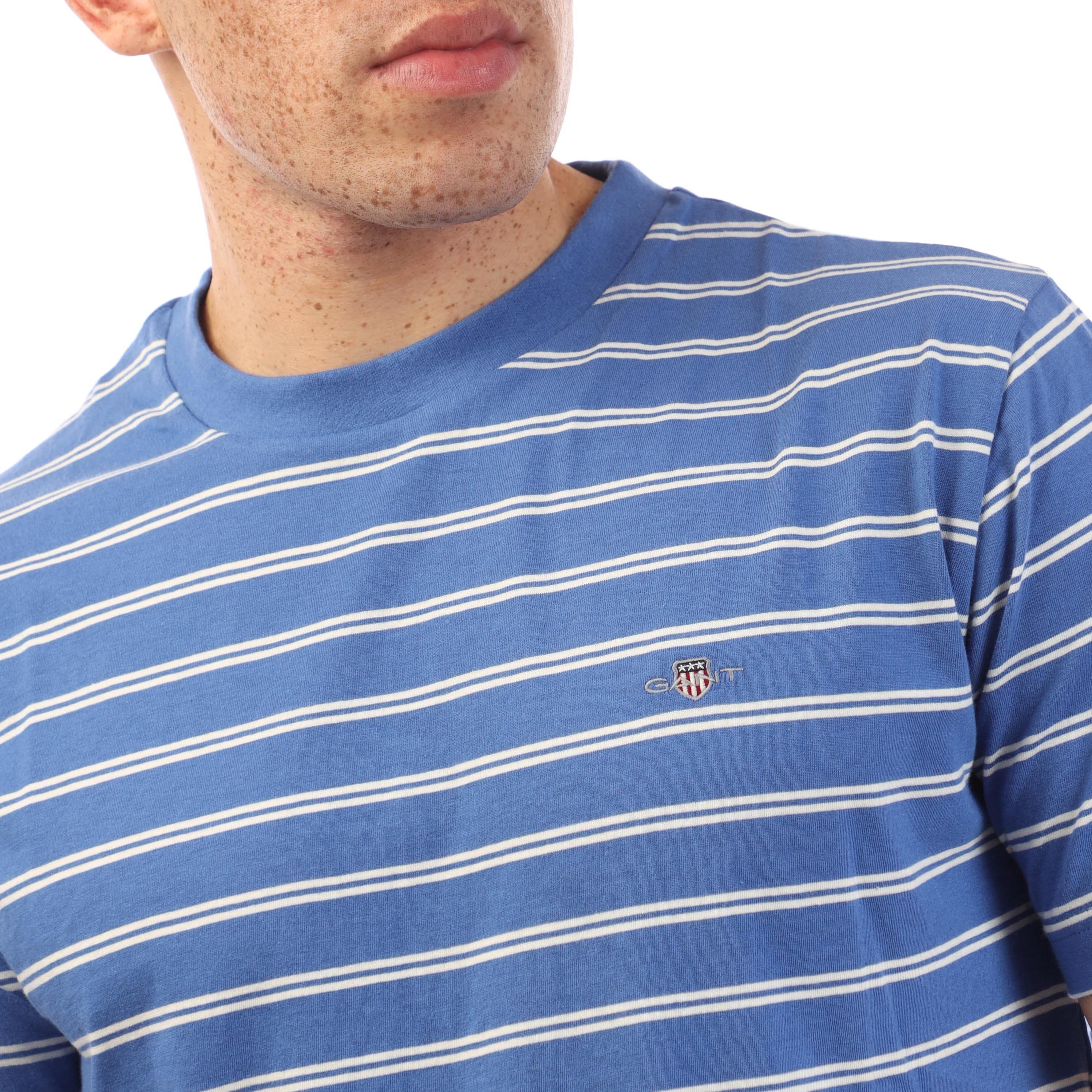 Blue - Gant - Striped T-Shirt - 3