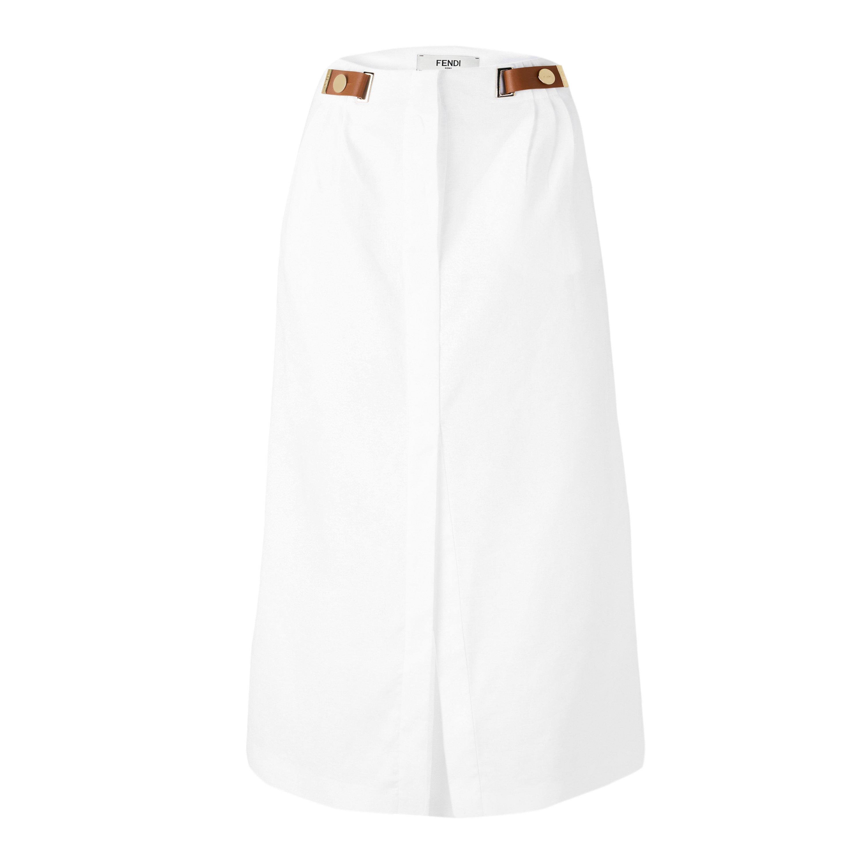 Fendi Women's Linen Midi Skirt - White - Size 40 (UK 8)