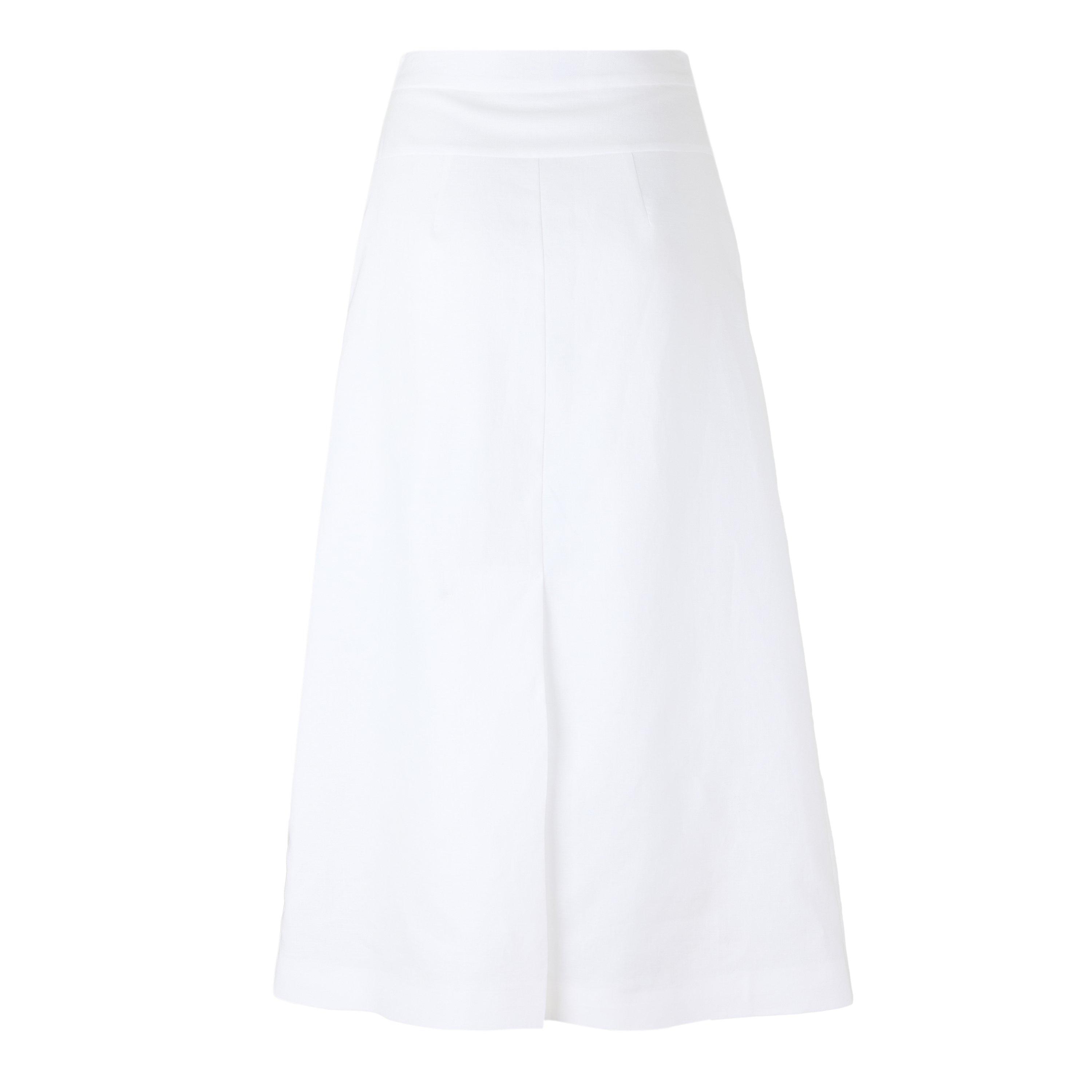 White - Fendi - Women's Linen Midi Skirt - 2