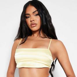 I Saw It First ISAWITFIRST Satin Pleated Extreme Crop Top