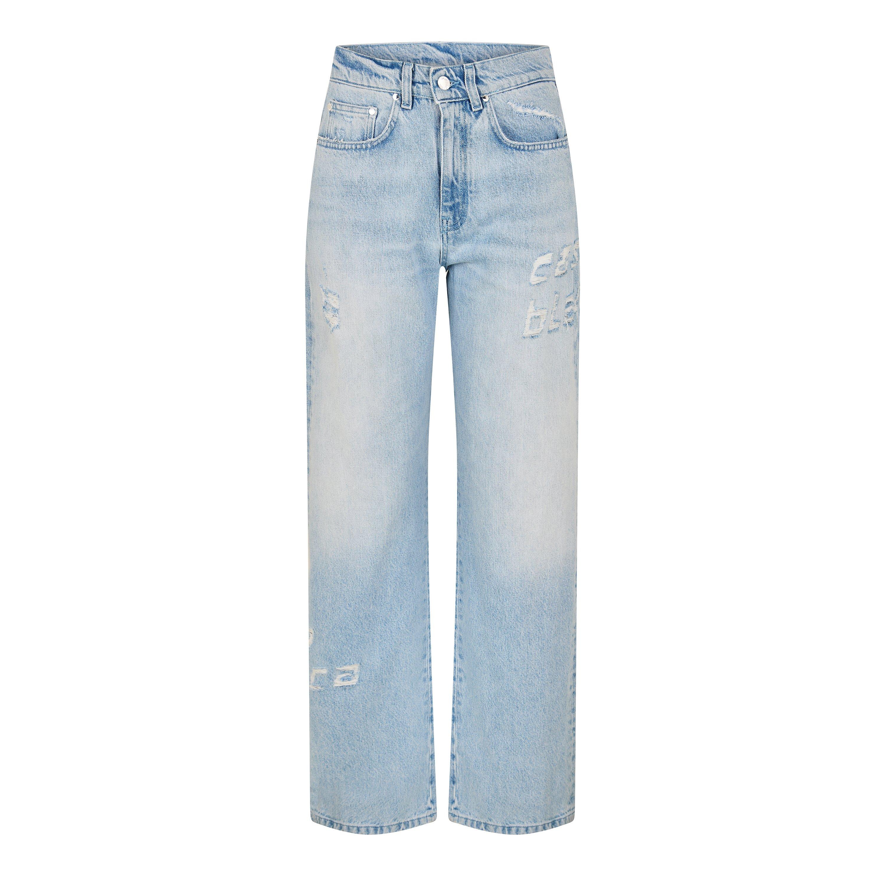 Casablanca Paris Women's Multicolor Light Wash Graffiti Denim Jeans, Size 28" By - Image 3