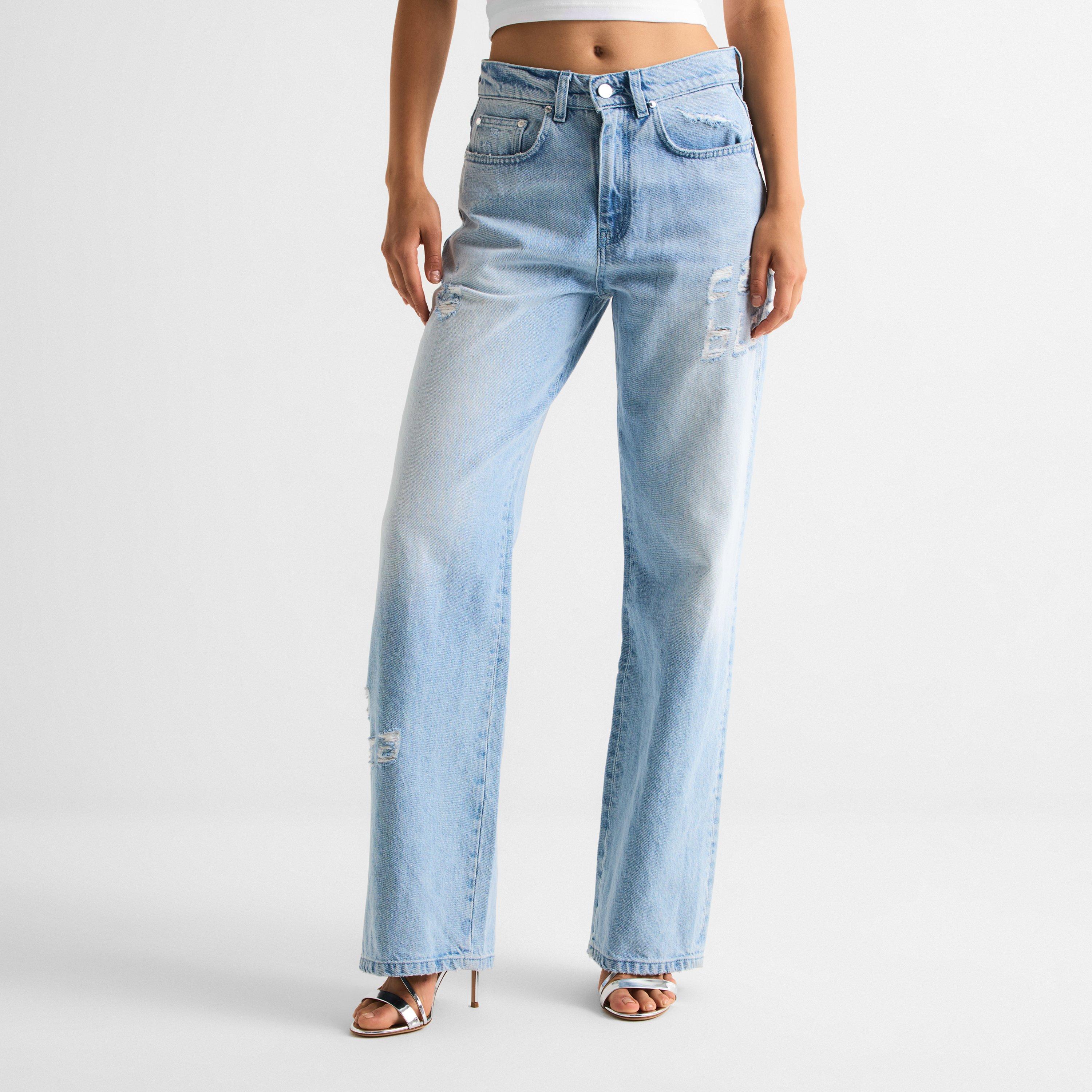 Blue - Casablanca - Womens Light Wash Graffiti Jeans - 3