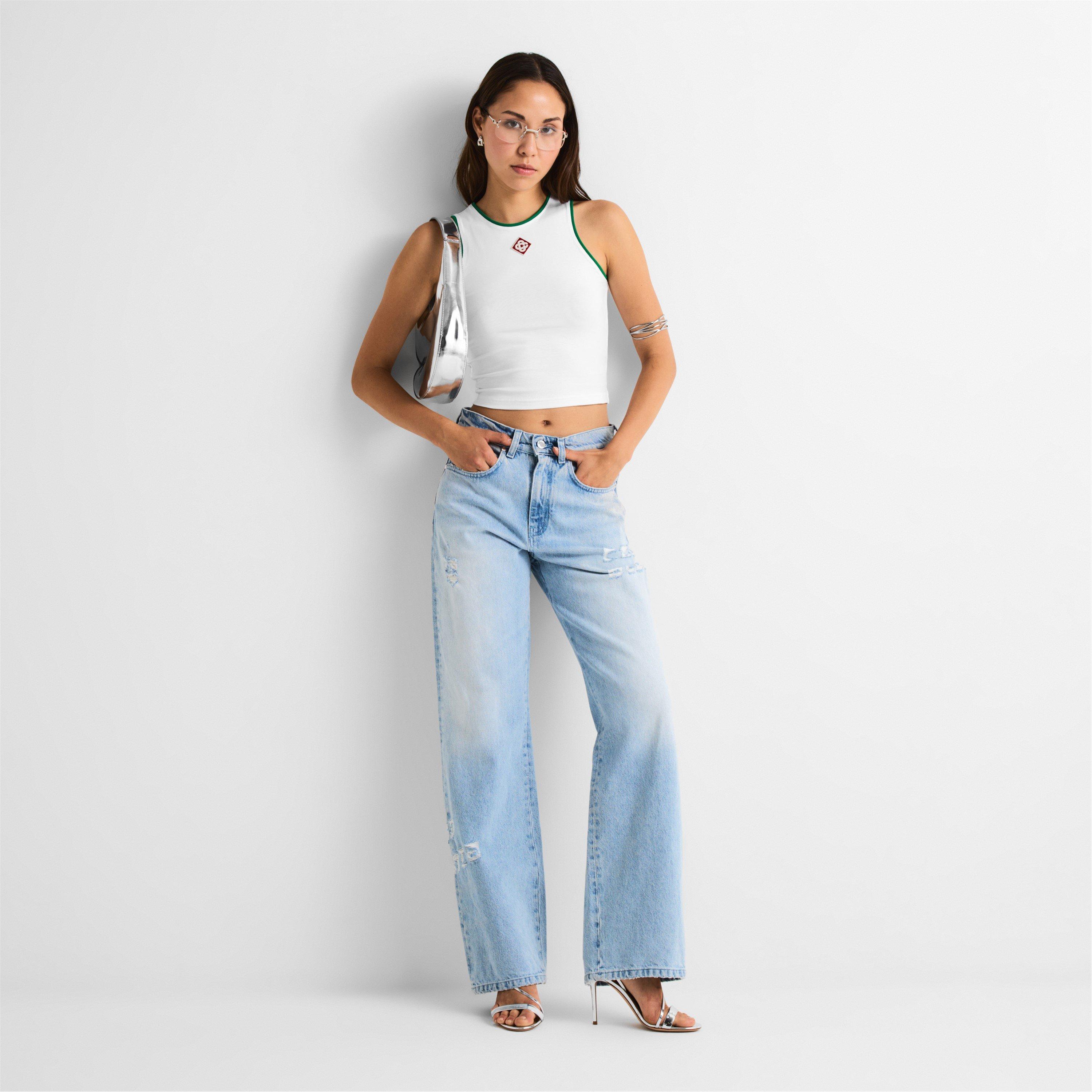 Blue - Casablanca - Womens Light Wash Graffiti Jeans - 6