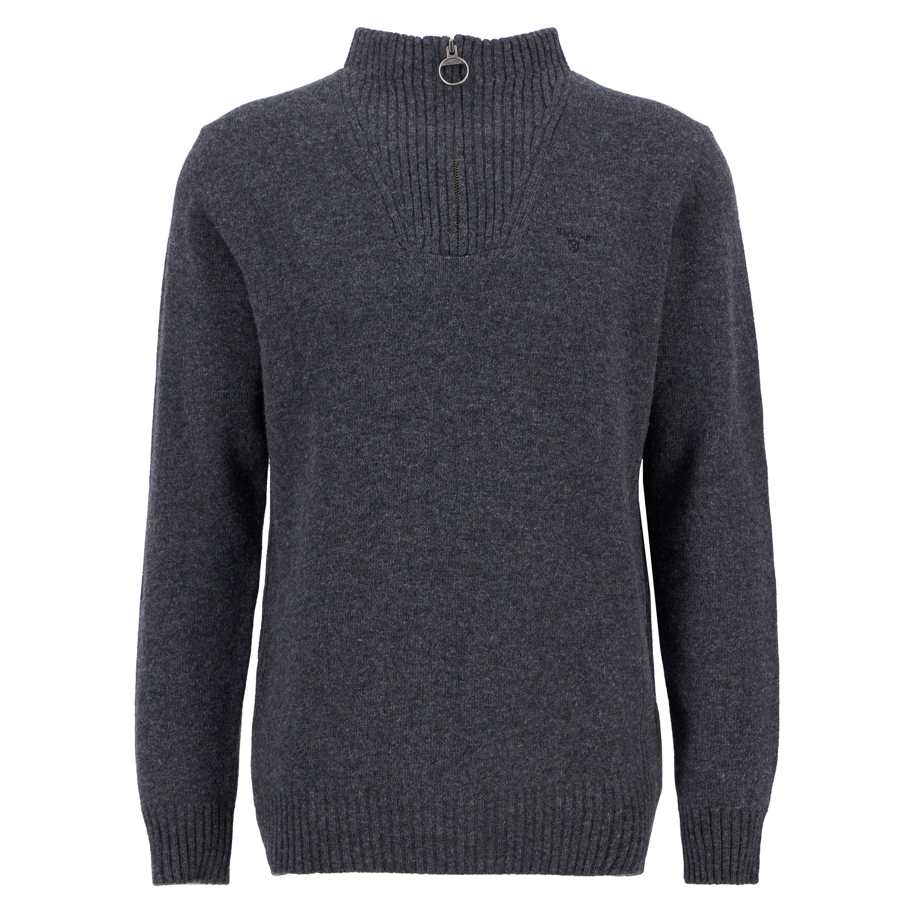 Charcoal CH51 - Barbour - Essential L/Wool Half Zip Jumper - 1