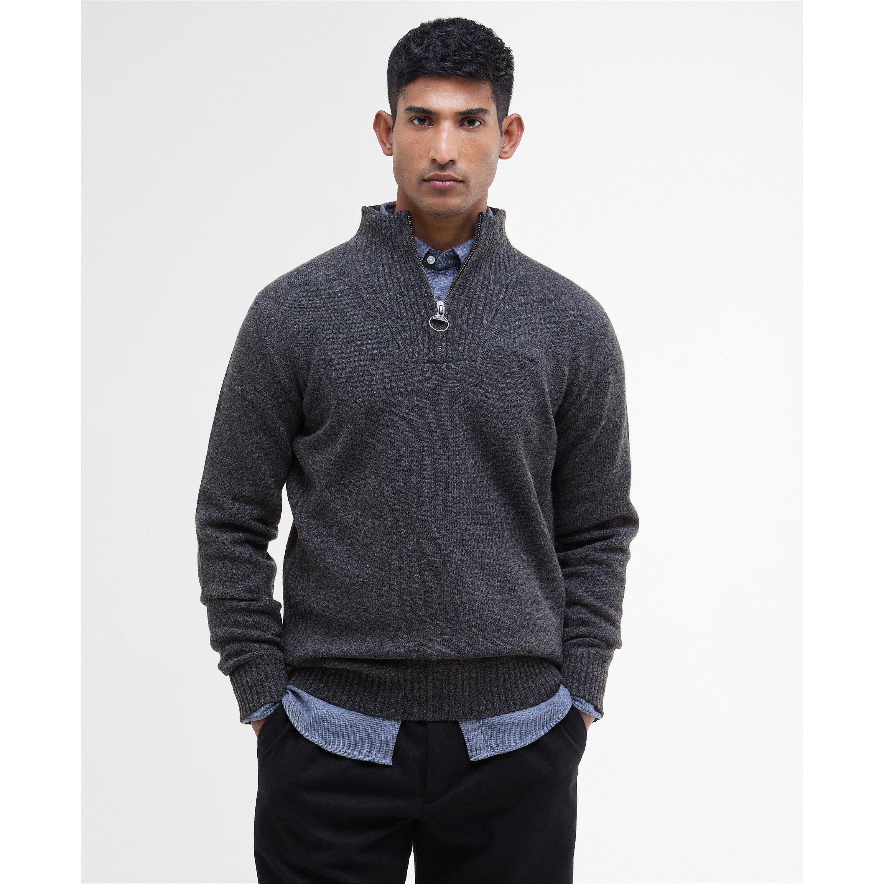 Charcoal CH51 - Barbour - Essential L/Wool Half Zip Jumper - 2