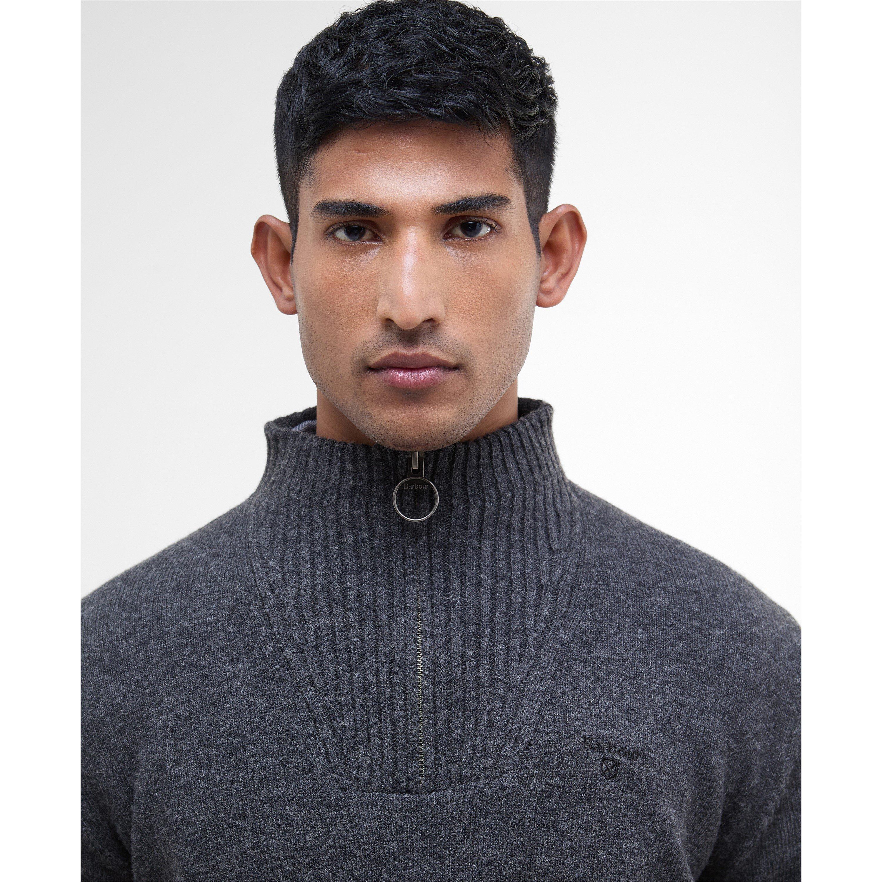 Charcoal CH51 - Barbour - Essential L/Wool Half Zip Jumper - 4