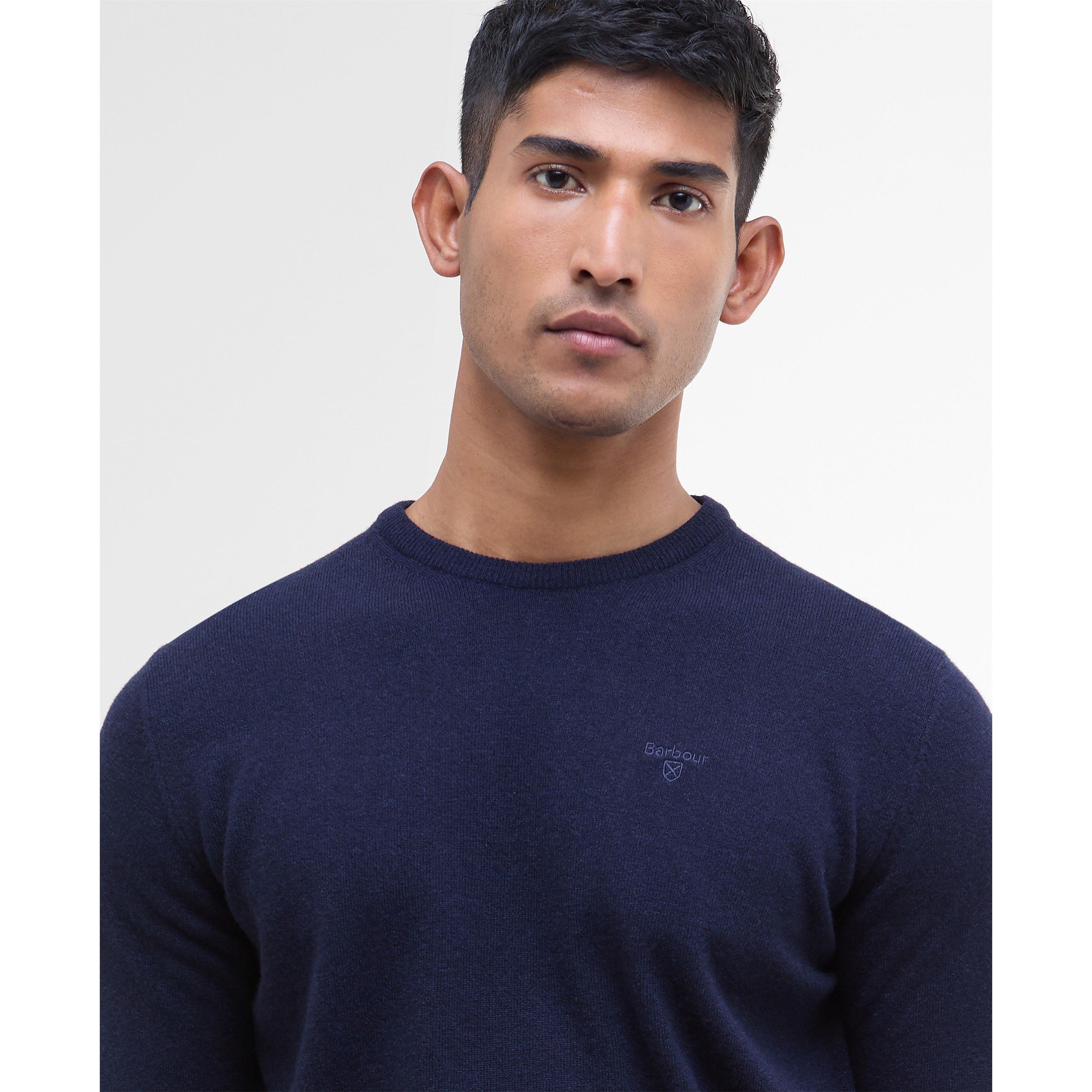 Navy NY71 - Barbour - Men's Lambswool Long-Sleeve Crew-Neck Jumper - 4
