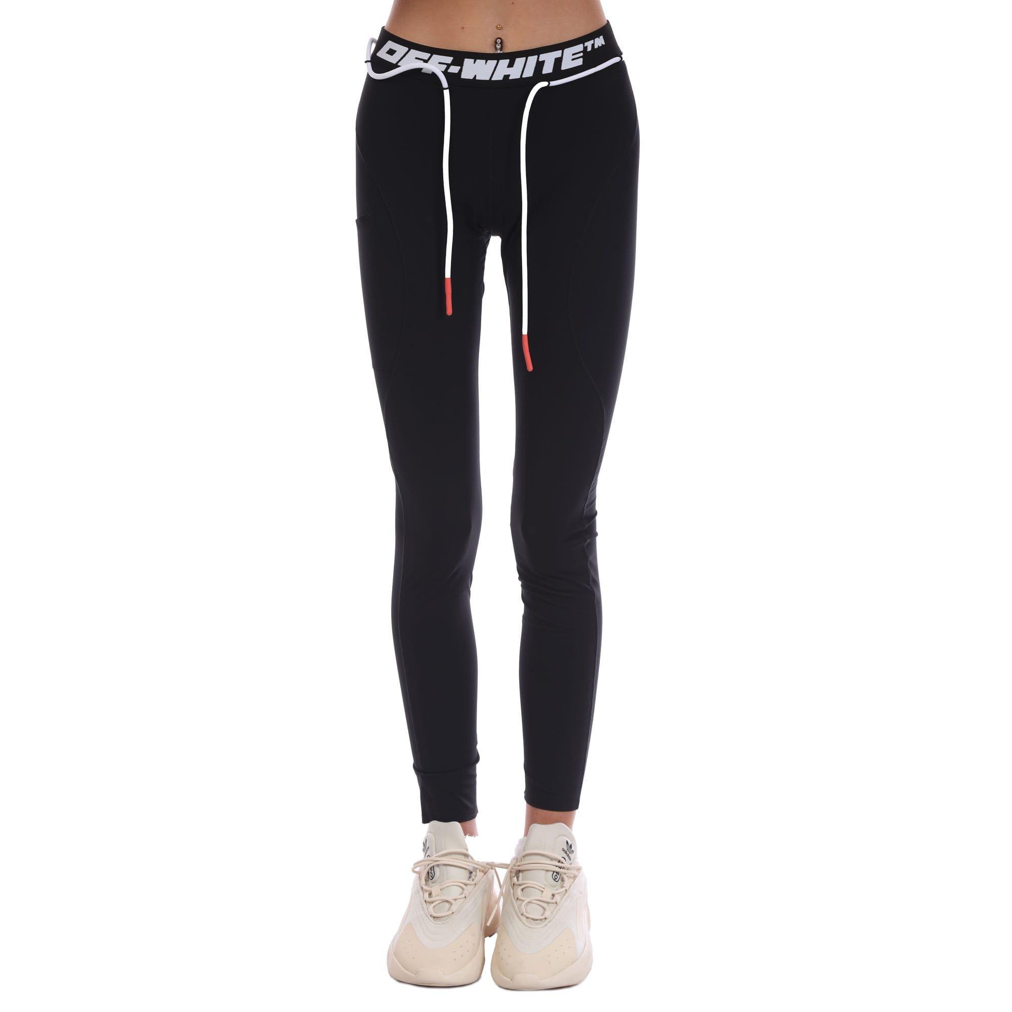 Black - Off White - Athletic Logo Band Leggings - 1