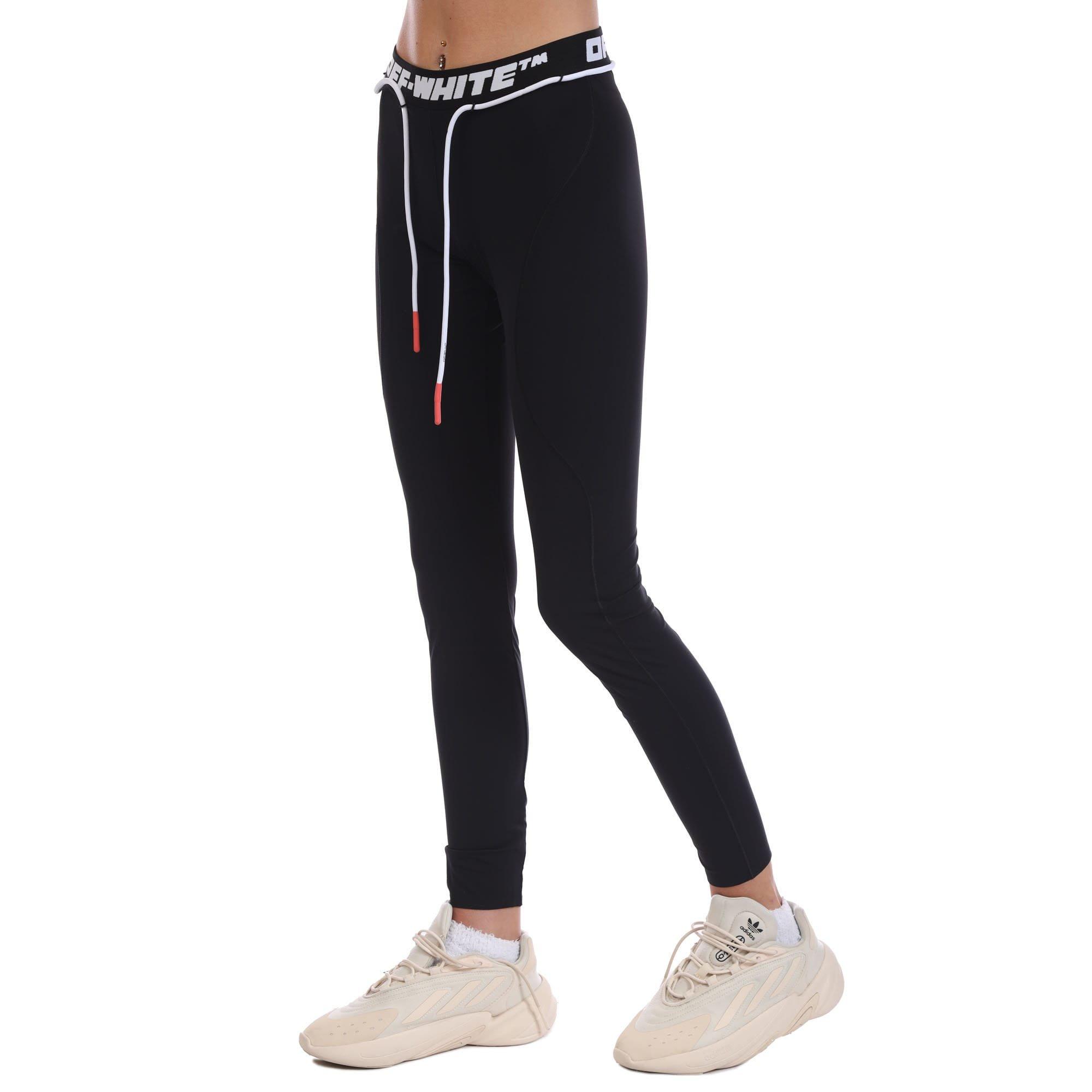 Black - Off White - Athletic Logo Band Leggings - 2