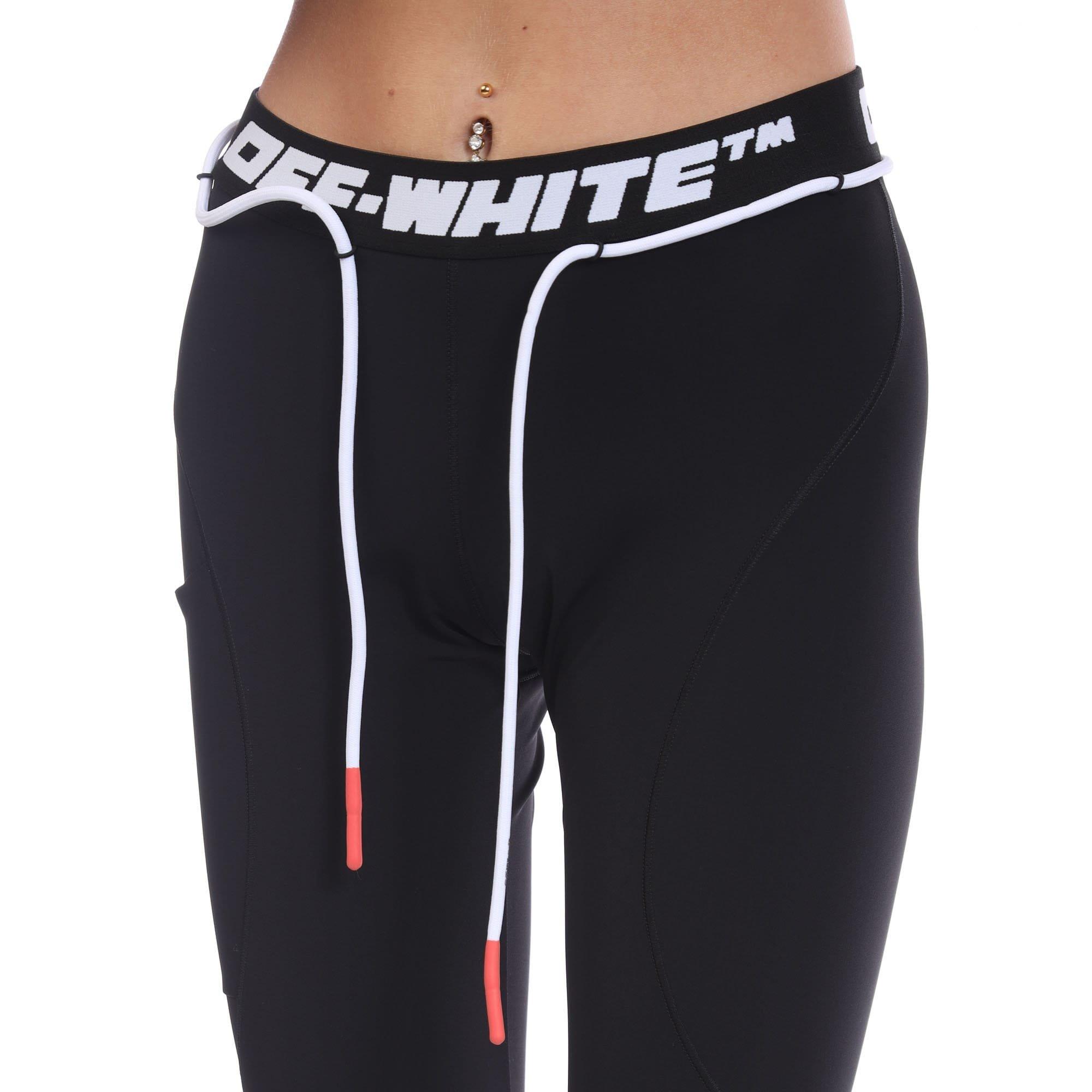 Black - Off White - Athletic Logo Band Leggings - 4