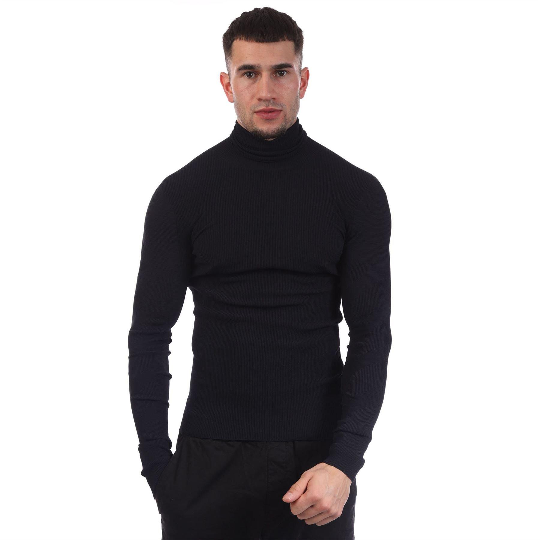 Off White Diagonals Knit Turtleneck Sweater - Blue - M