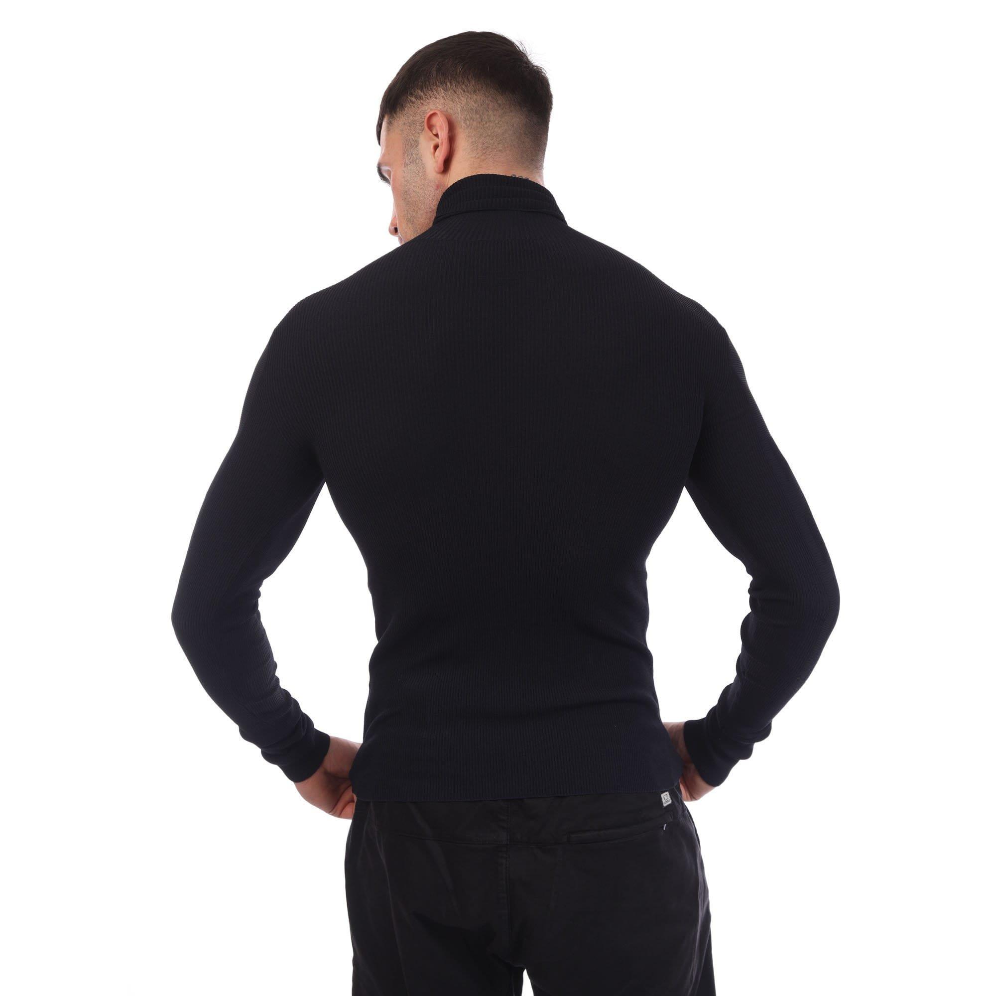 Blue - Off White - Diagonals Knit Turtleneck Sweatshirt - 2