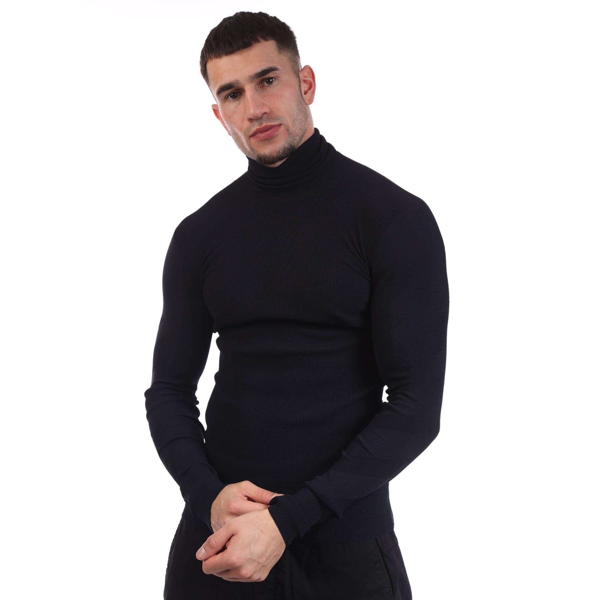 Blue - Off White - Diagonals Knit Turtleneck Sweatshirt - 3