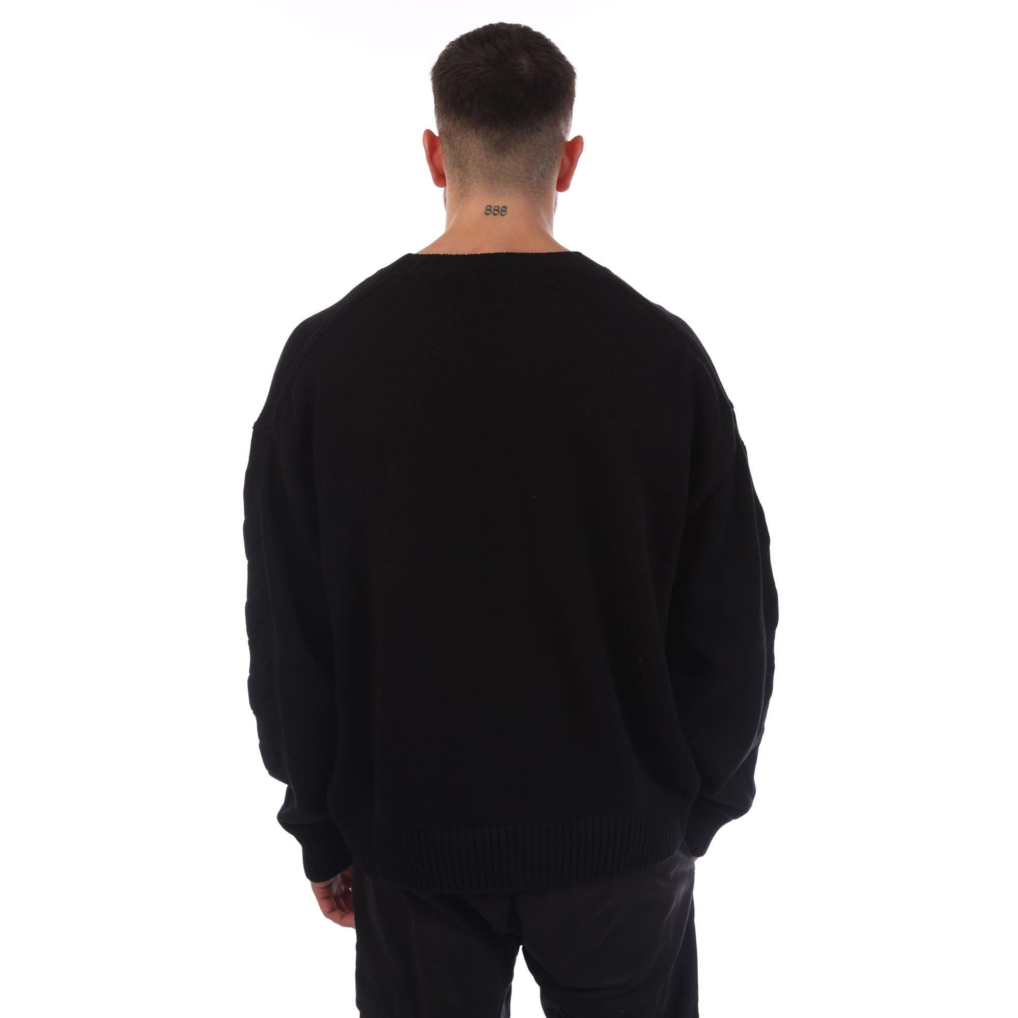 Black - Off White - 3D Diagonal Knit Crewneck Sweatshirt - 2